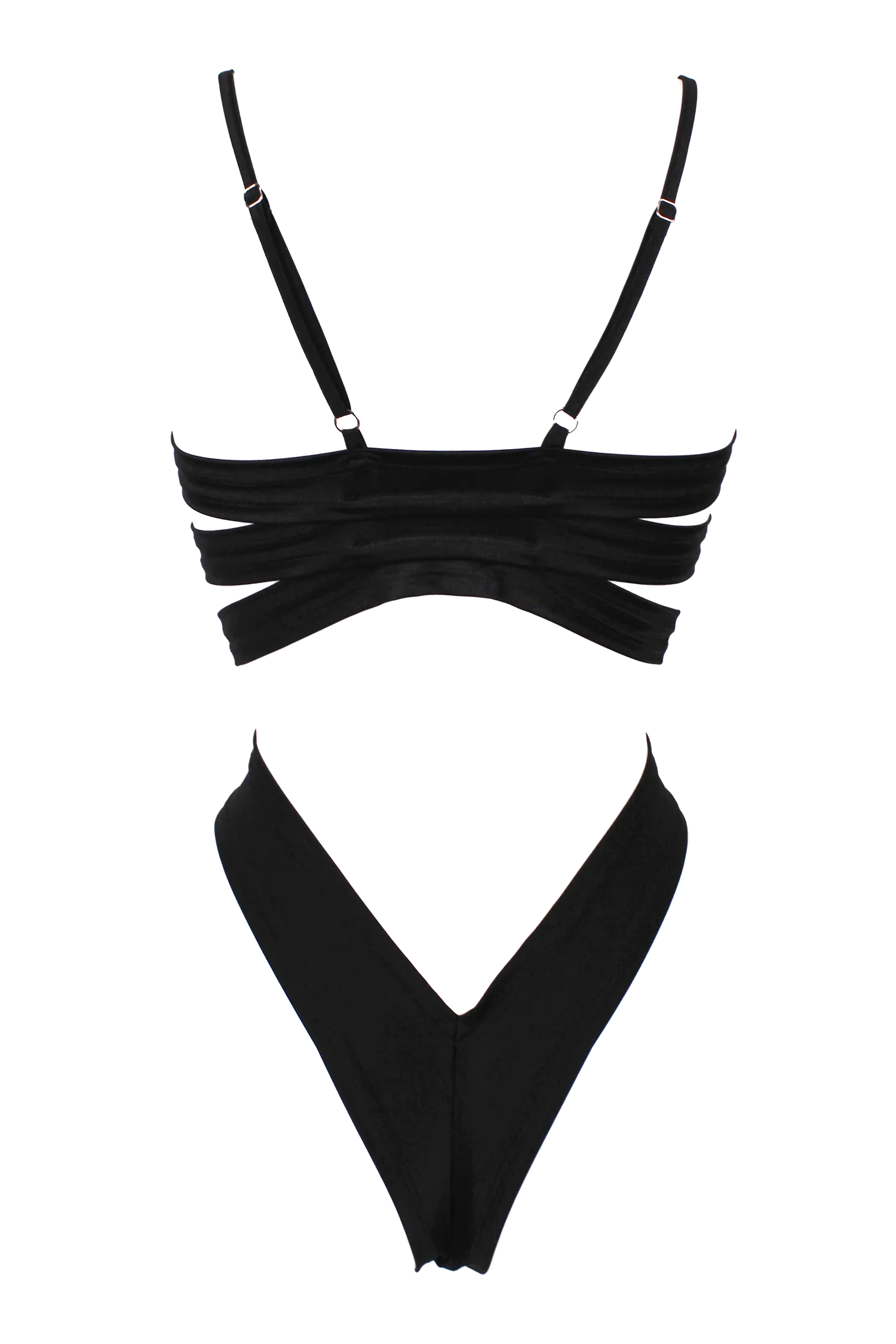 Edgy Swimwear High-Cut Bodysuit / STRAPPY BACK SWIM BLACK