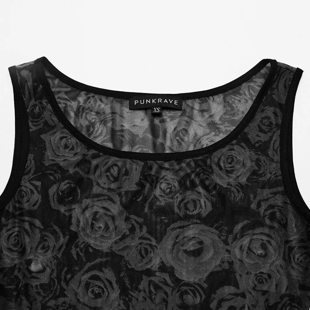 Edgy Women's Black Floral Bodysuit with Mesh Accents
