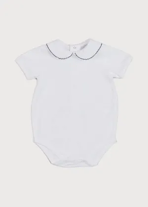 Embroidered Peter Pan Collar Short Sleeve Bodysuit in White (3mths-2yrs)