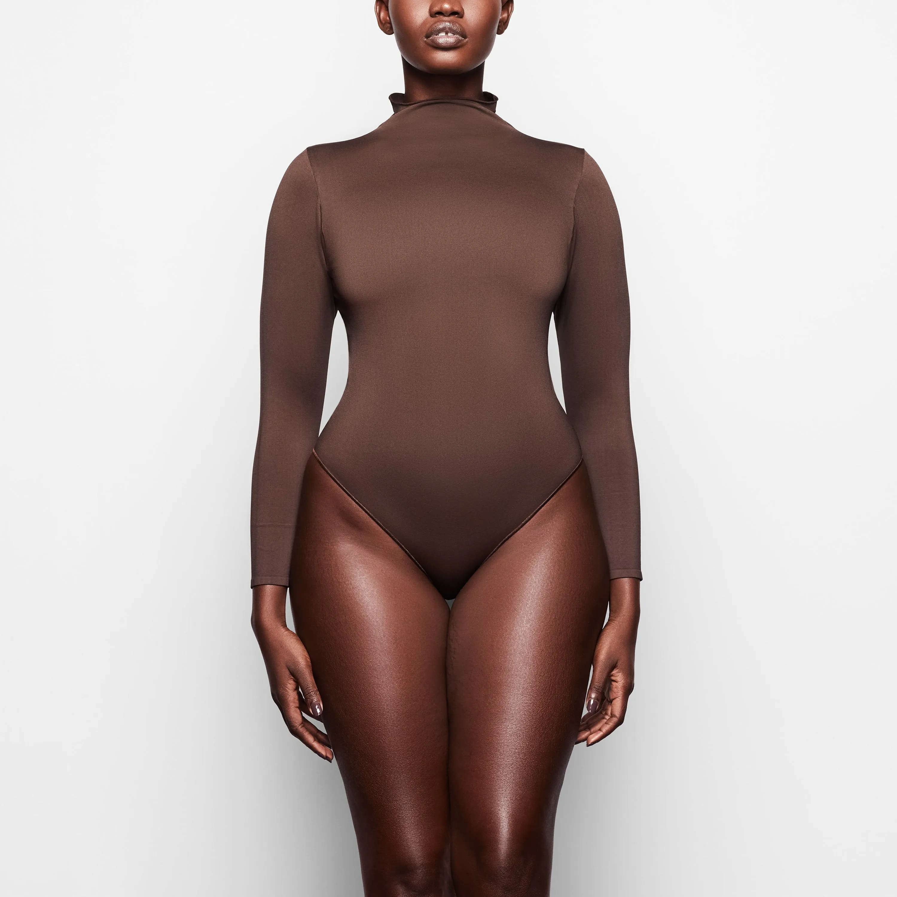 ESSENTIAL MOCK NECK LONG SLEEVE BODYSUIT | SMOKEY QUARTZ