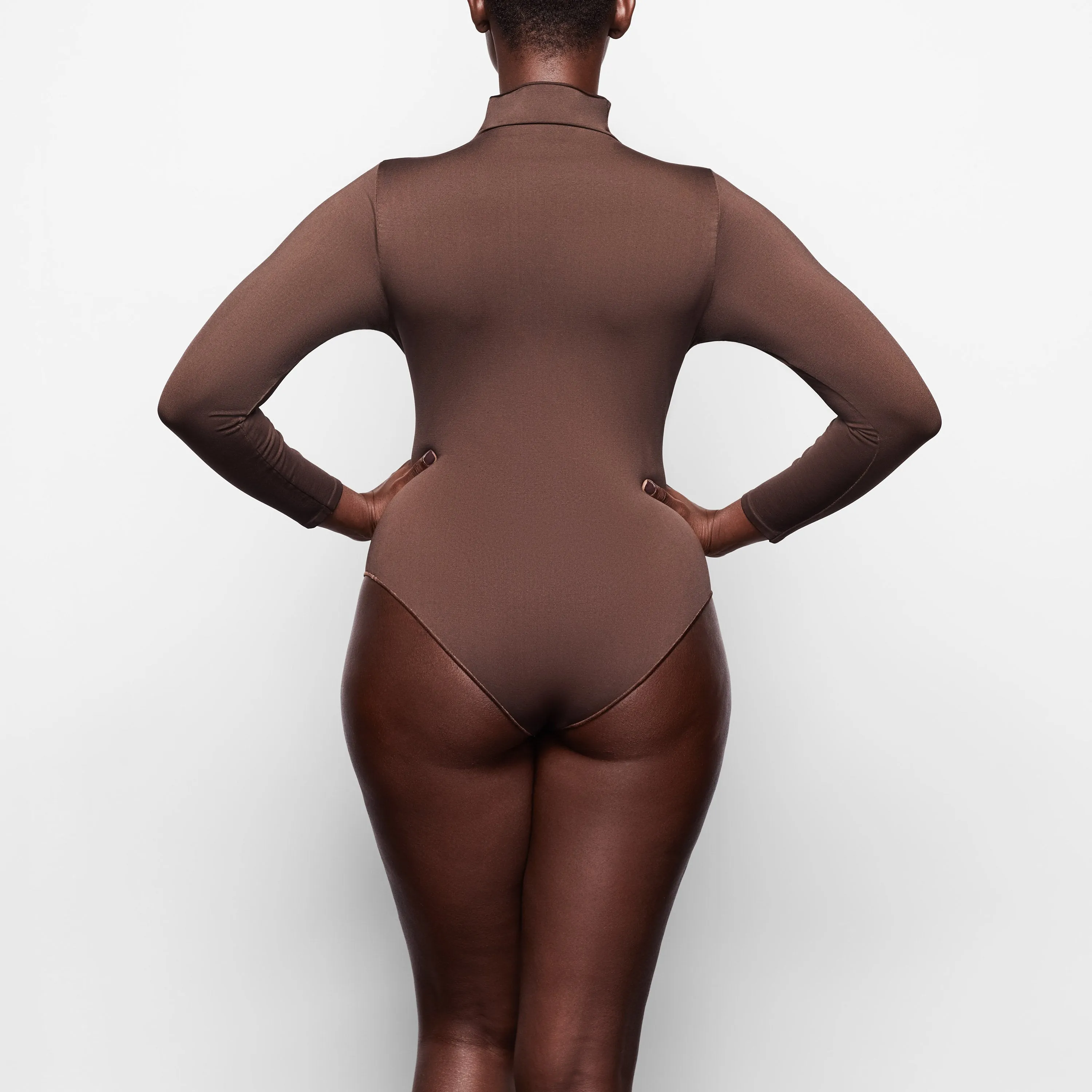 ESSENTIAL MOCK NECK LONG SLEEVE BODYSUIT | SMOKEY QUARTZ