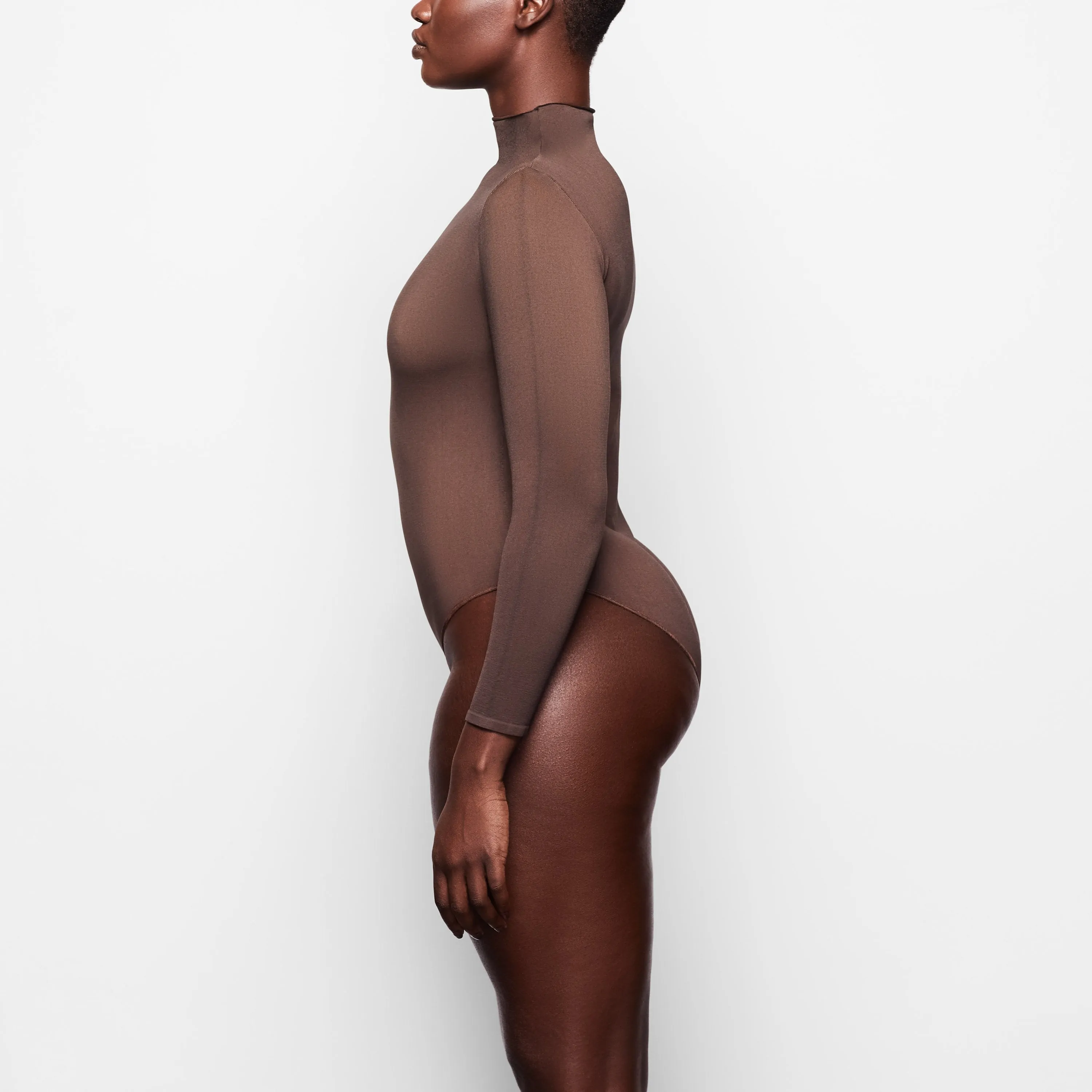 ESSENTIAL MOCK NECK LONG SLEEVE BODYSUIT | SMOKEY QUARTZ