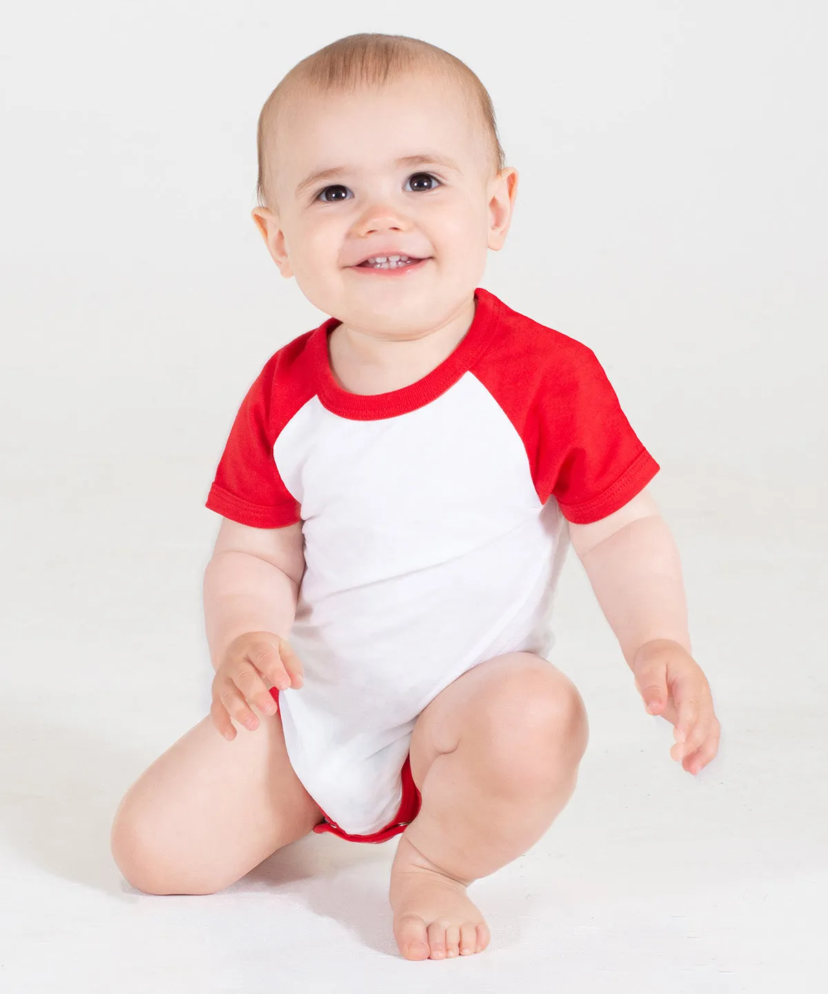 Essential short-sleeved baseball bodysuit | White/Heather Grey