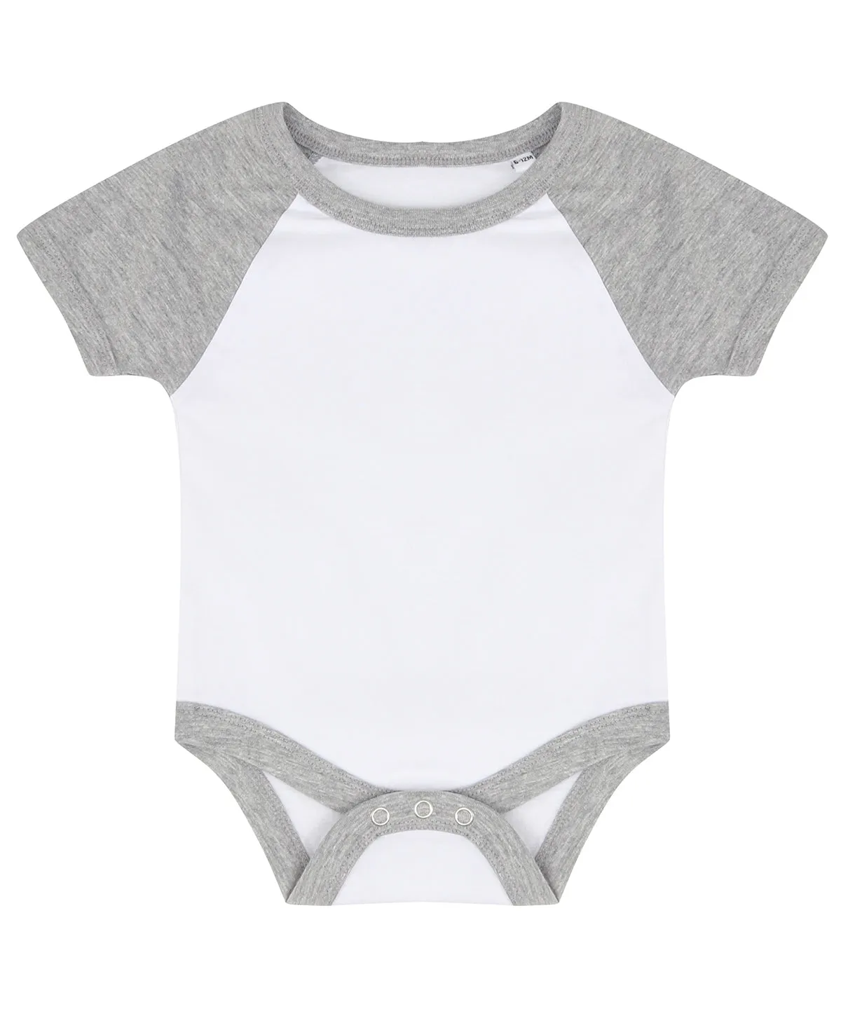Essential short-sleeved baseball bodysuit | White/Heather Grey