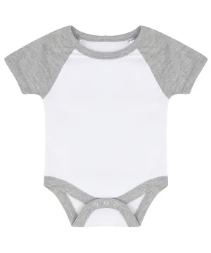 Essential short-sleeved baseball bodysuit | White/Heather Grey