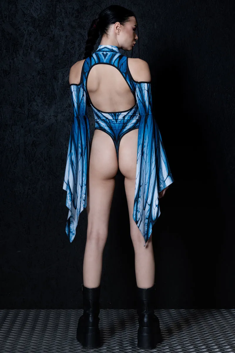 Eternal Vampire Cut Out Flare Sleeve Thong Bodysuit