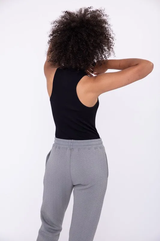 Eva Ribbed Mock Neck Basic Bodysuit - Onyx