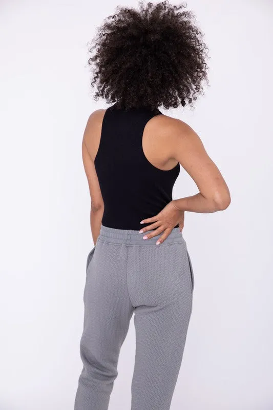 Eva Ribbed Mock Neck Basic Bodysuit - Onyx