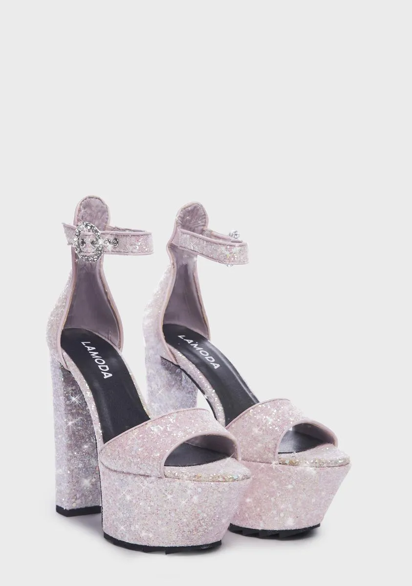 Eye Catcher Platform Glitter Heels
