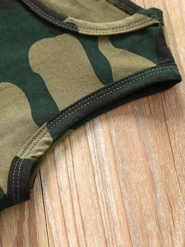 Fashion Little Girl Camo Mesh Patchwork Sleeveless Dress