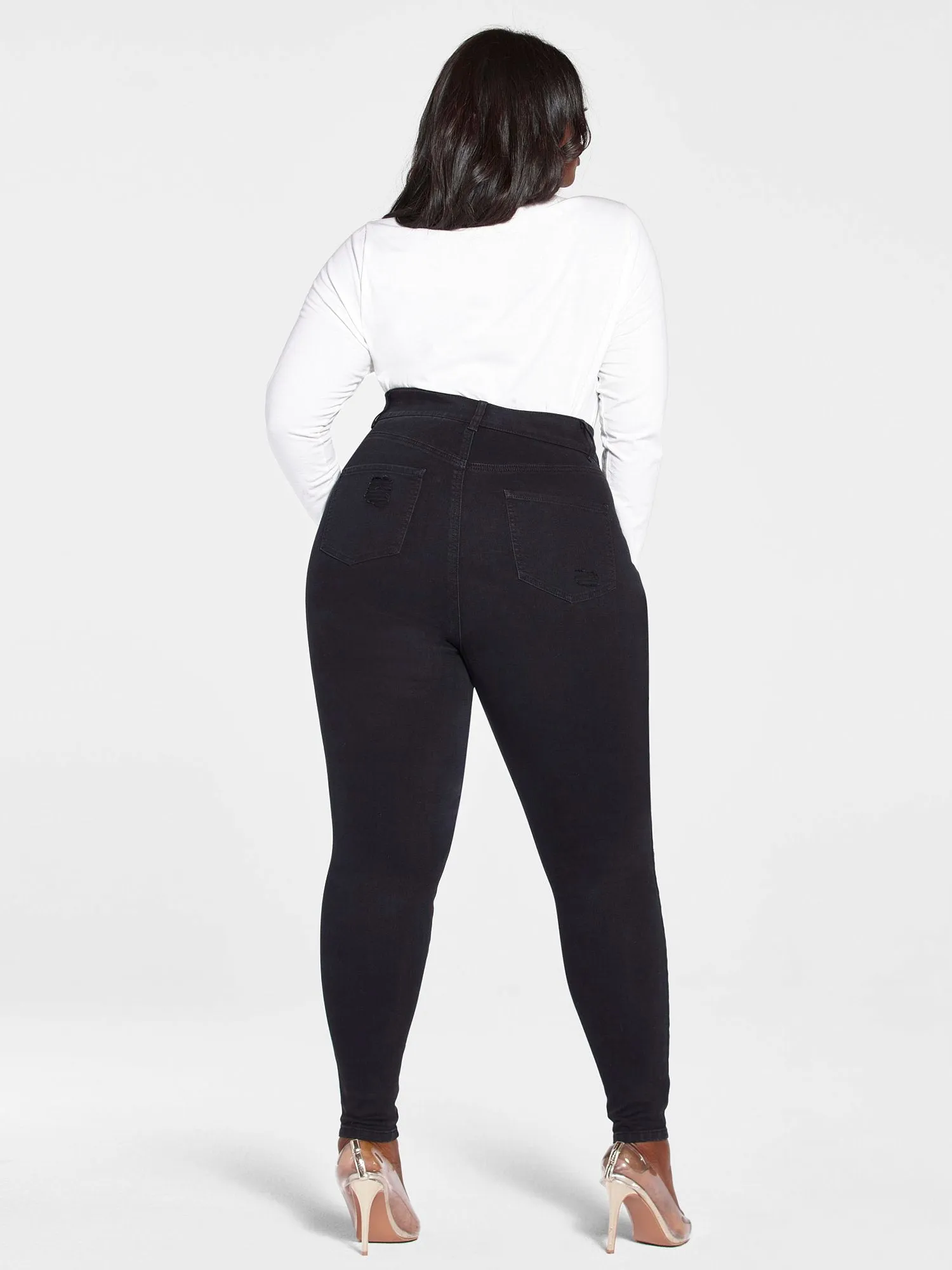 Fashion To Figure - High Rise Curvy Fit Skinny Jeans with Blowout Knees