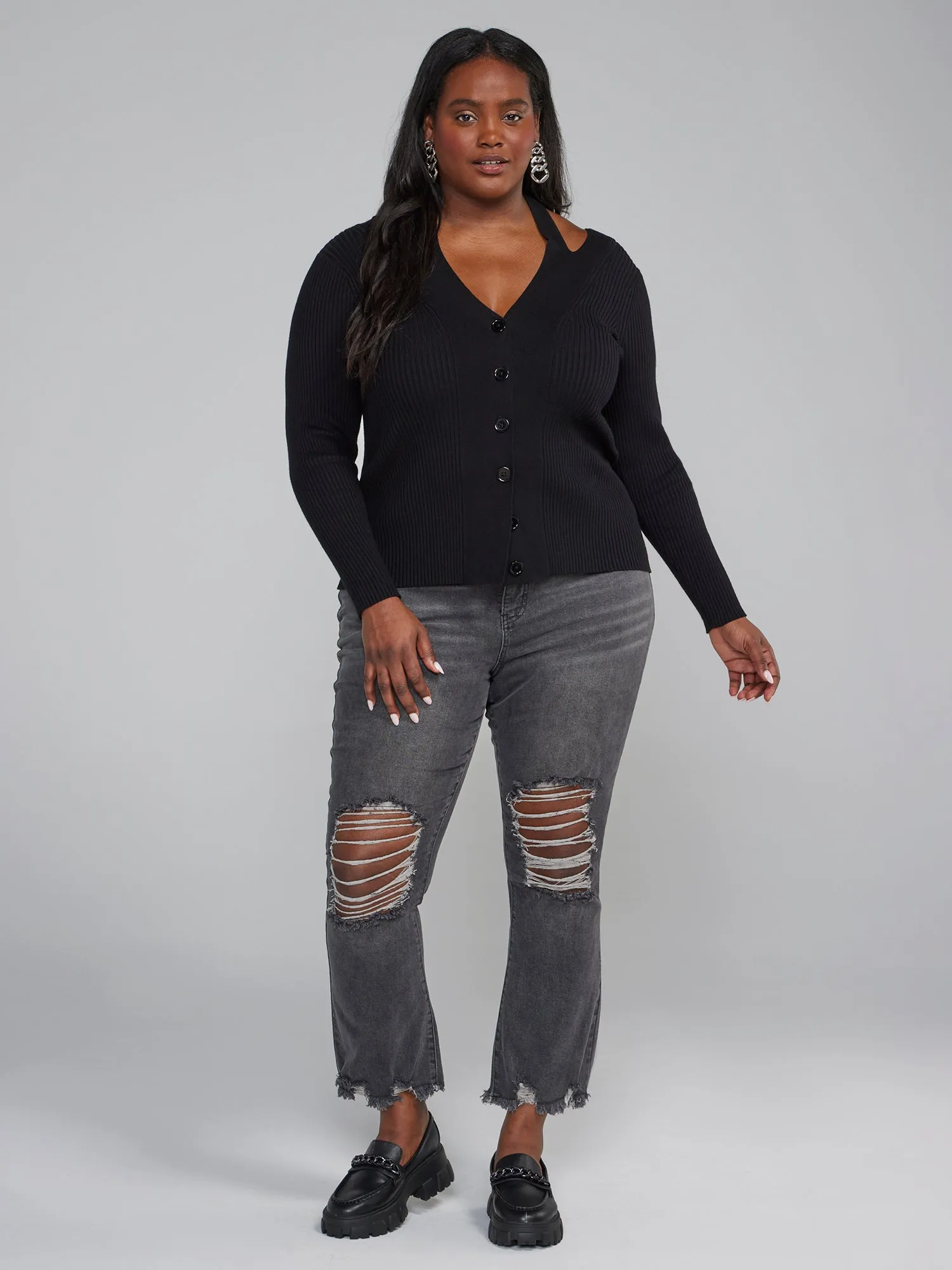 Fashion To Figure - High Rise Destructed Flare Jeans