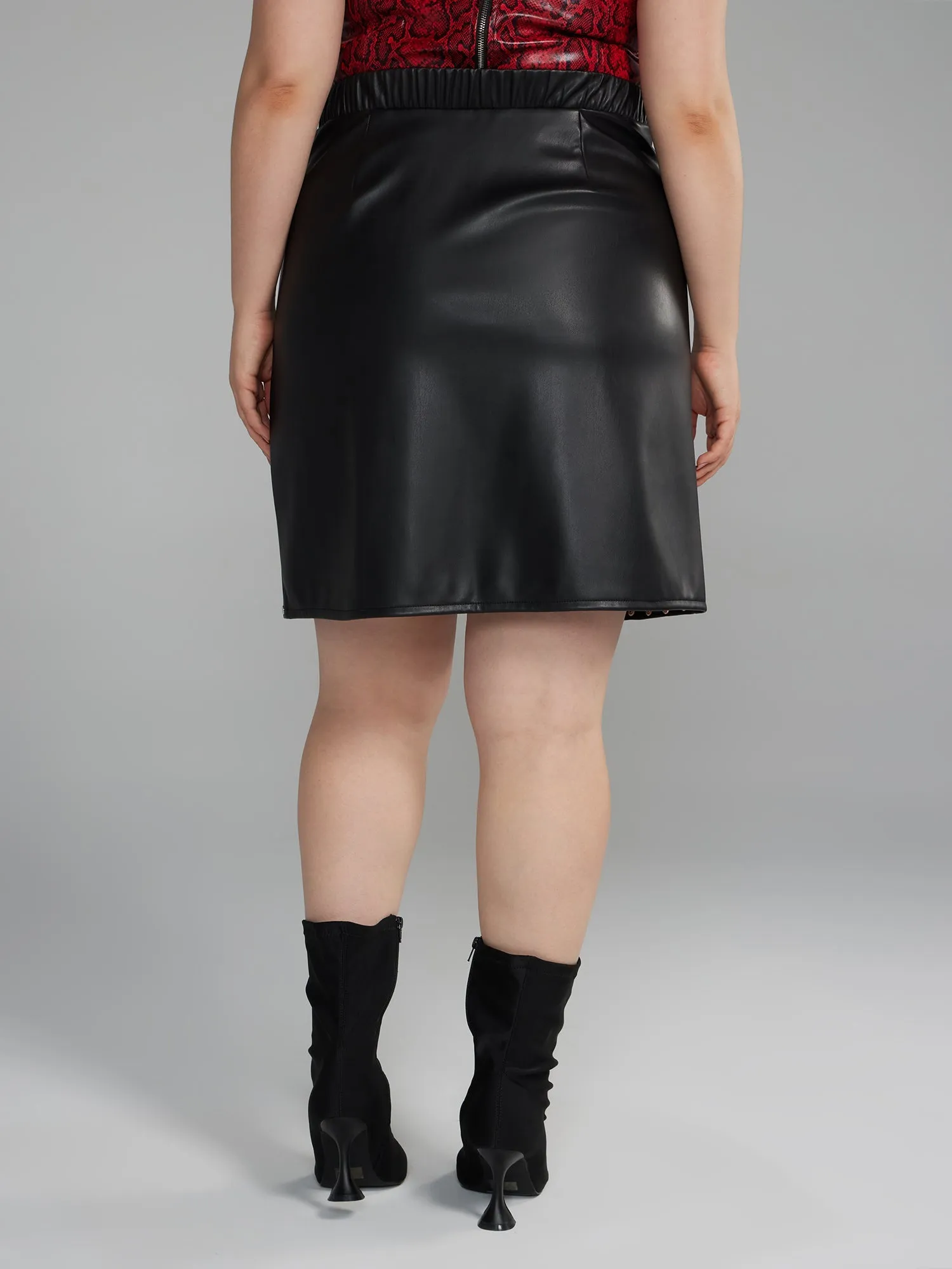 Fashion To Figure - Studded Faux Leather Mini Skirt