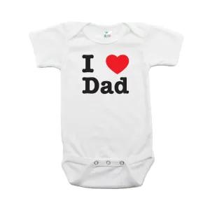 Father's Day I Heart Love Dad Short Sleeve Baby Infant Bodysuit