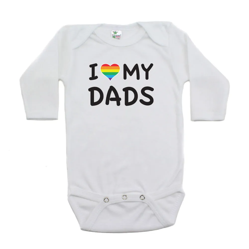 Father's Day I Love My Dads LGBT Rainbow Heart Long Sleeve Infant Bodysuit