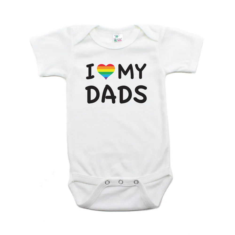 Father's Day I Love My Dads LGBT Rainbow Heart Short Sleeve Infant Bodysuit