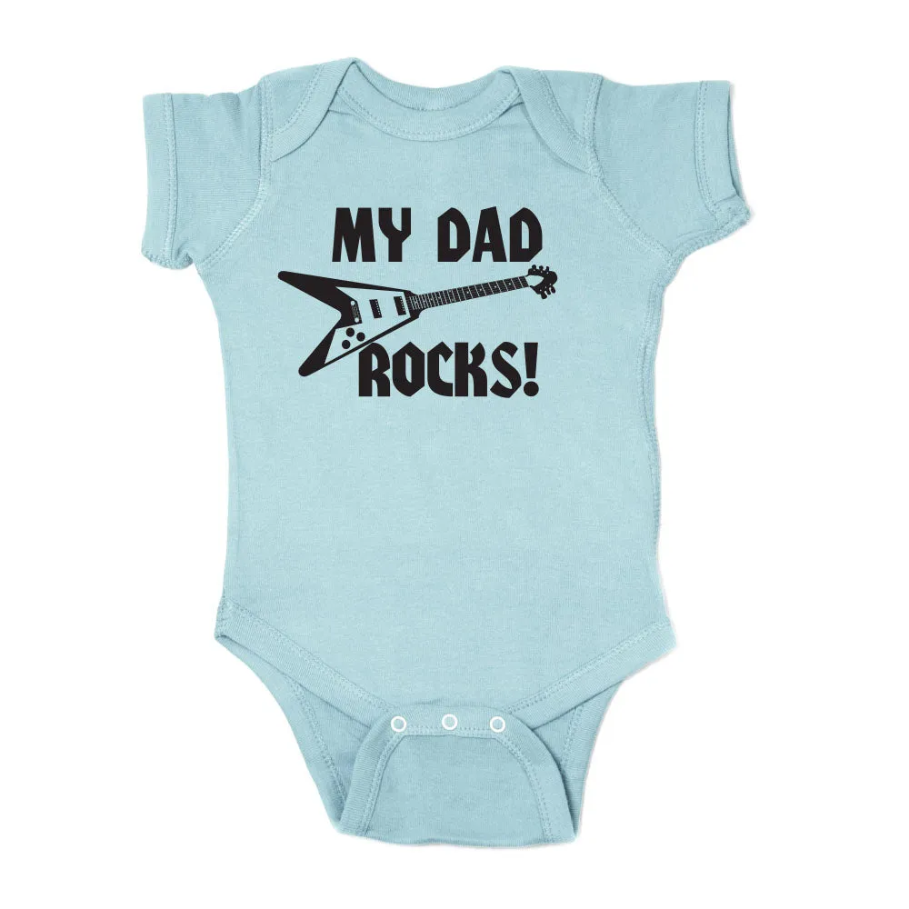 Father's Day My Dad Rocks! Guitar Short Sleeve Infant Bodysuit