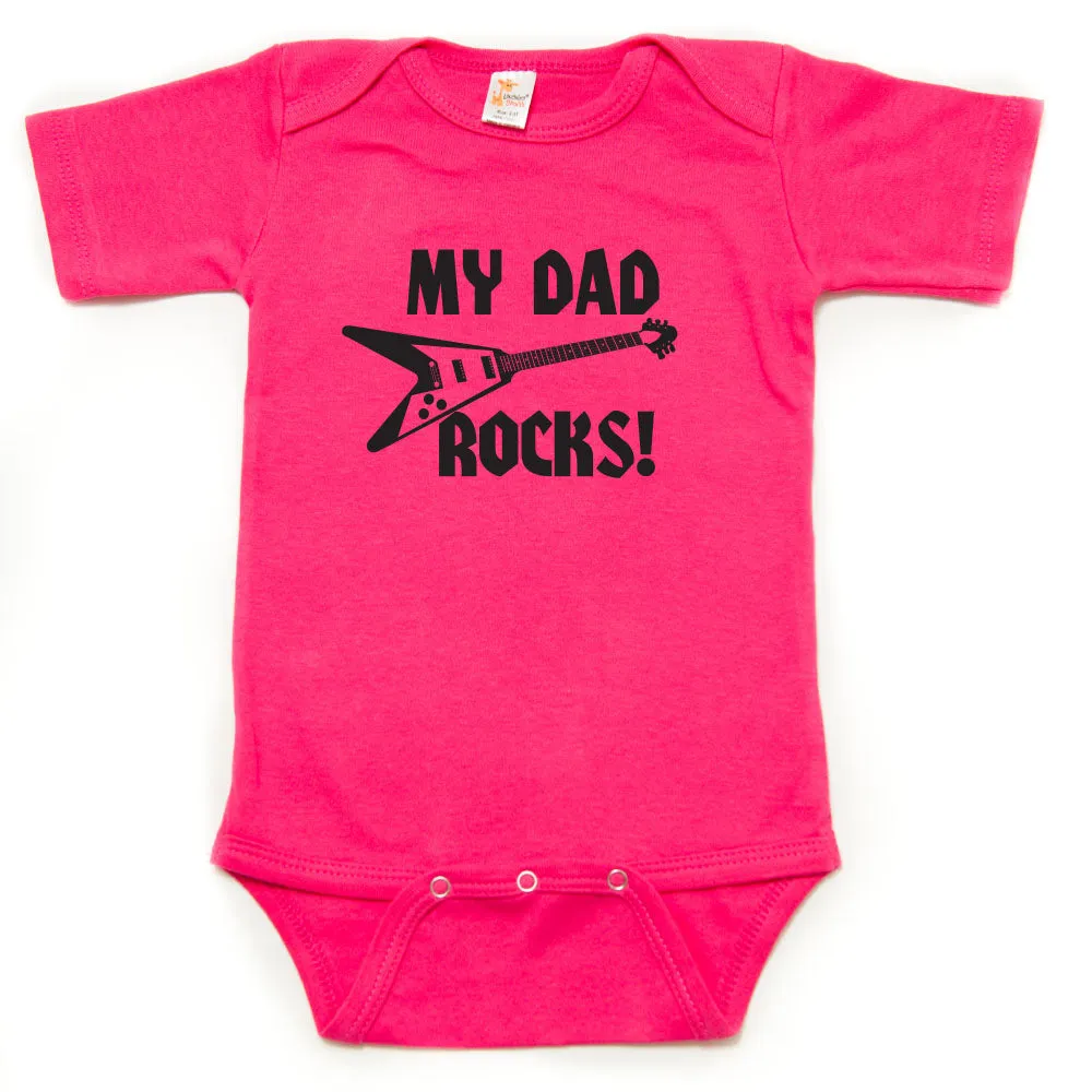Father's Day My Dad Rocks! Guitar Short Sleeve Infant Bodysuit
