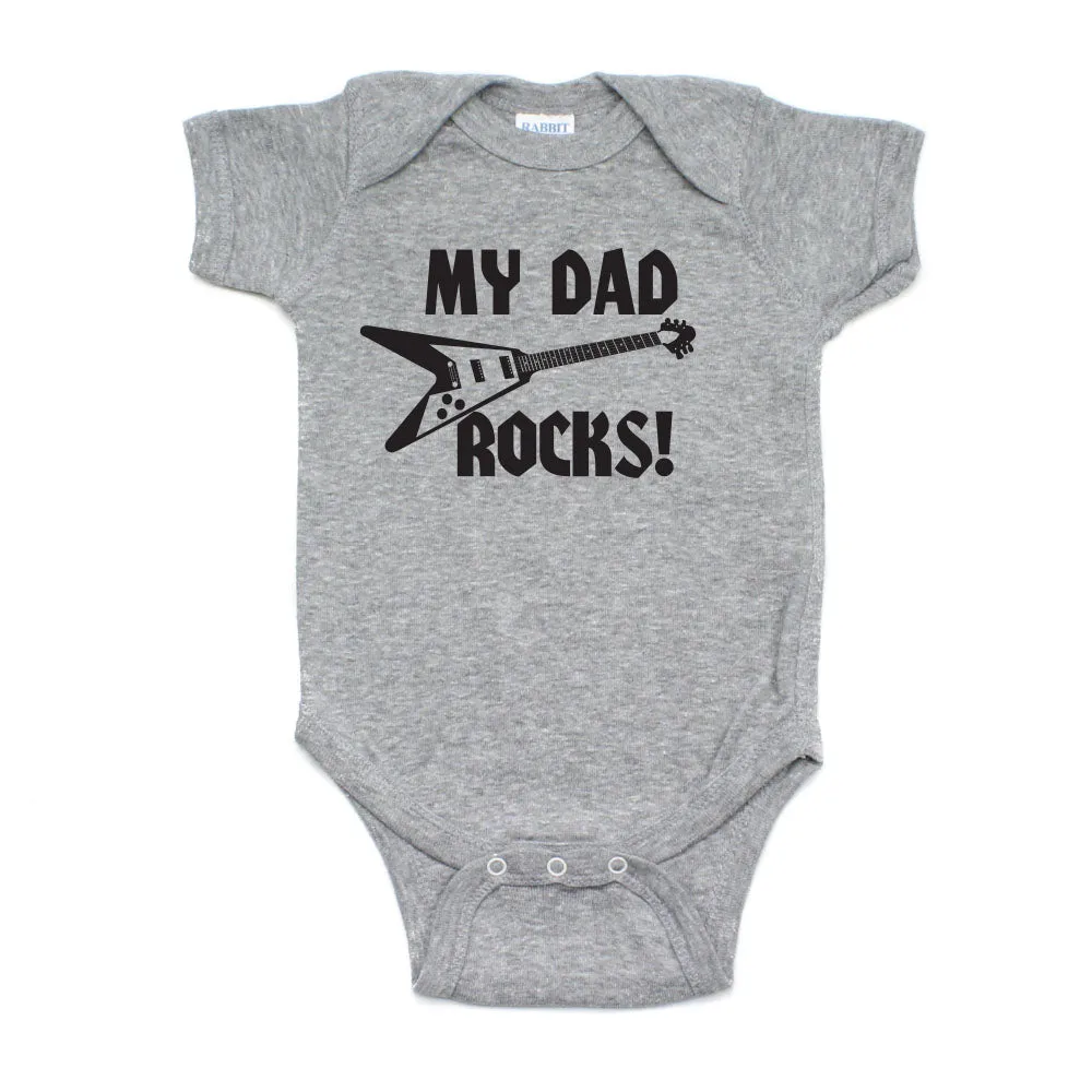 Father's Day My Dad Rocks! Guitar Short Sleeve Infant Bodysuit