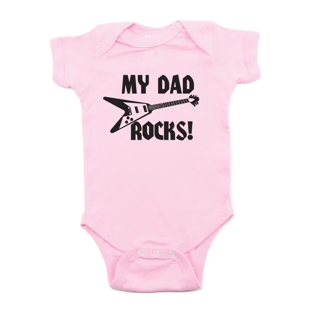 Father's Day My Dad Rocks! Guitar Short Sleeve Infant Bodysuit