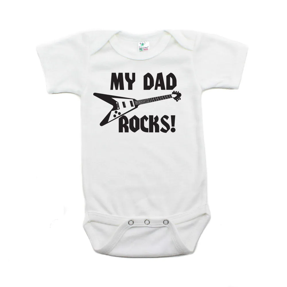 Father's Day My Dad Rocks! Guitar Short Sleeve Infant Bodysuit