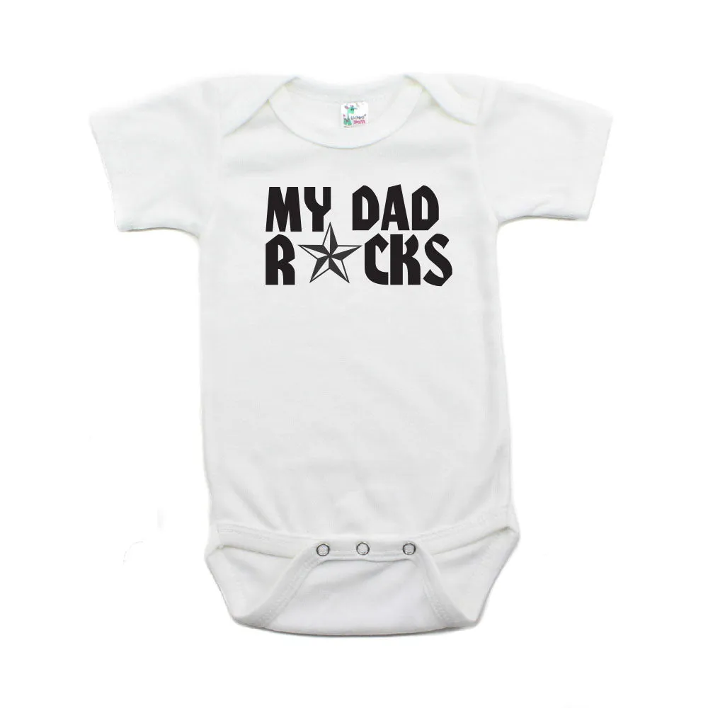 Father's Day My Dad Rocks! Star Short Sleeve Infant Bodysuit