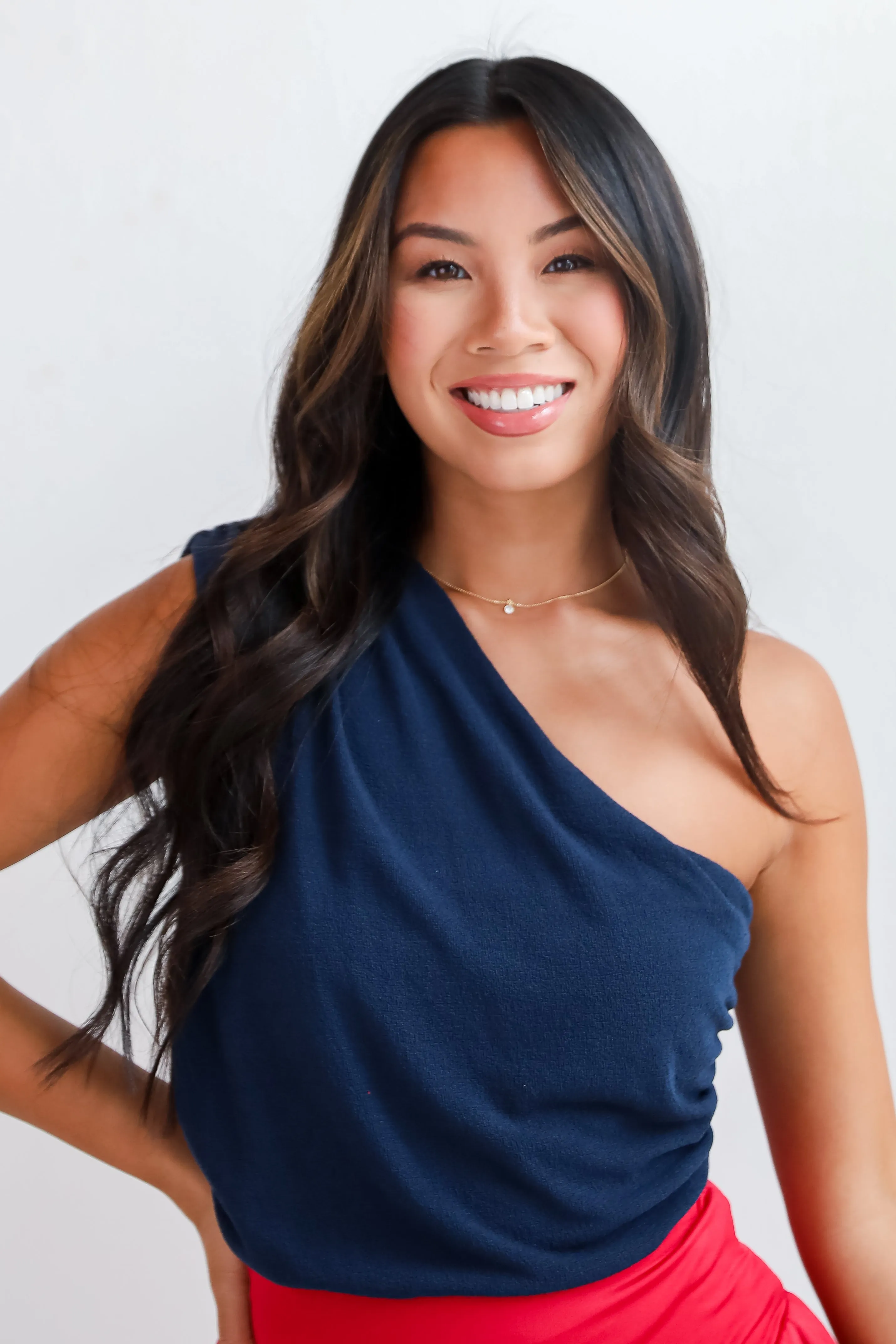 FINAL SALE - It's A Win One-Shoulder Terry Cloth Bodysuit