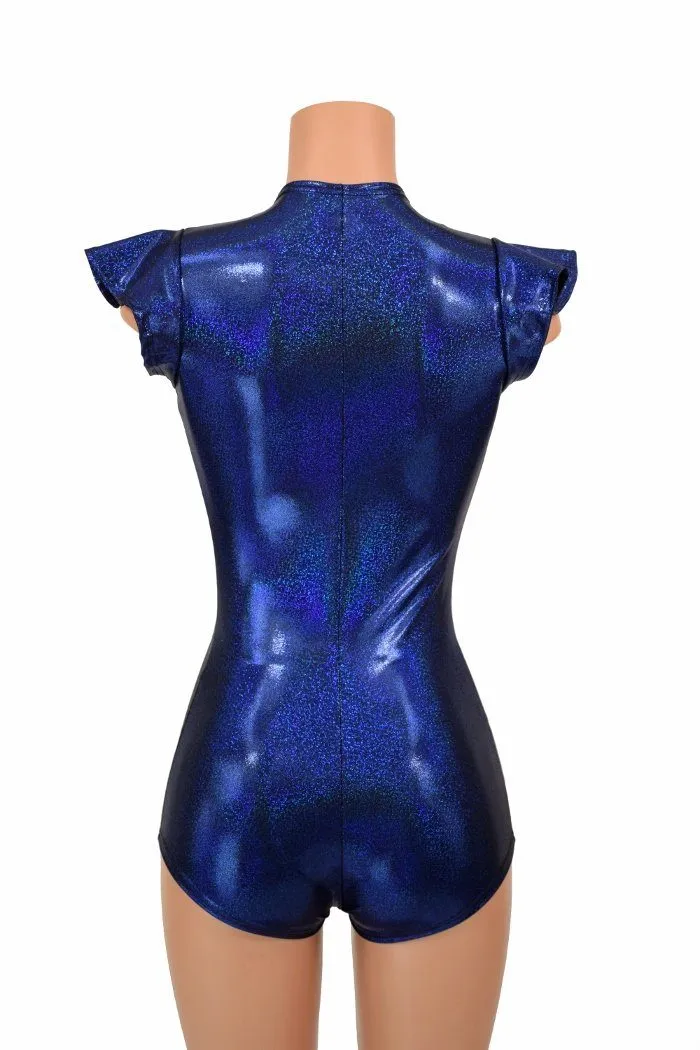 Flip Sleeve Zipper Front Romper