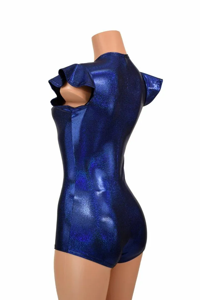 Flip Sleeve Zipper Front Romper
