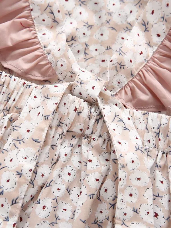 Floral Flutter Sleeve Big Bow Baby Jumpsuit