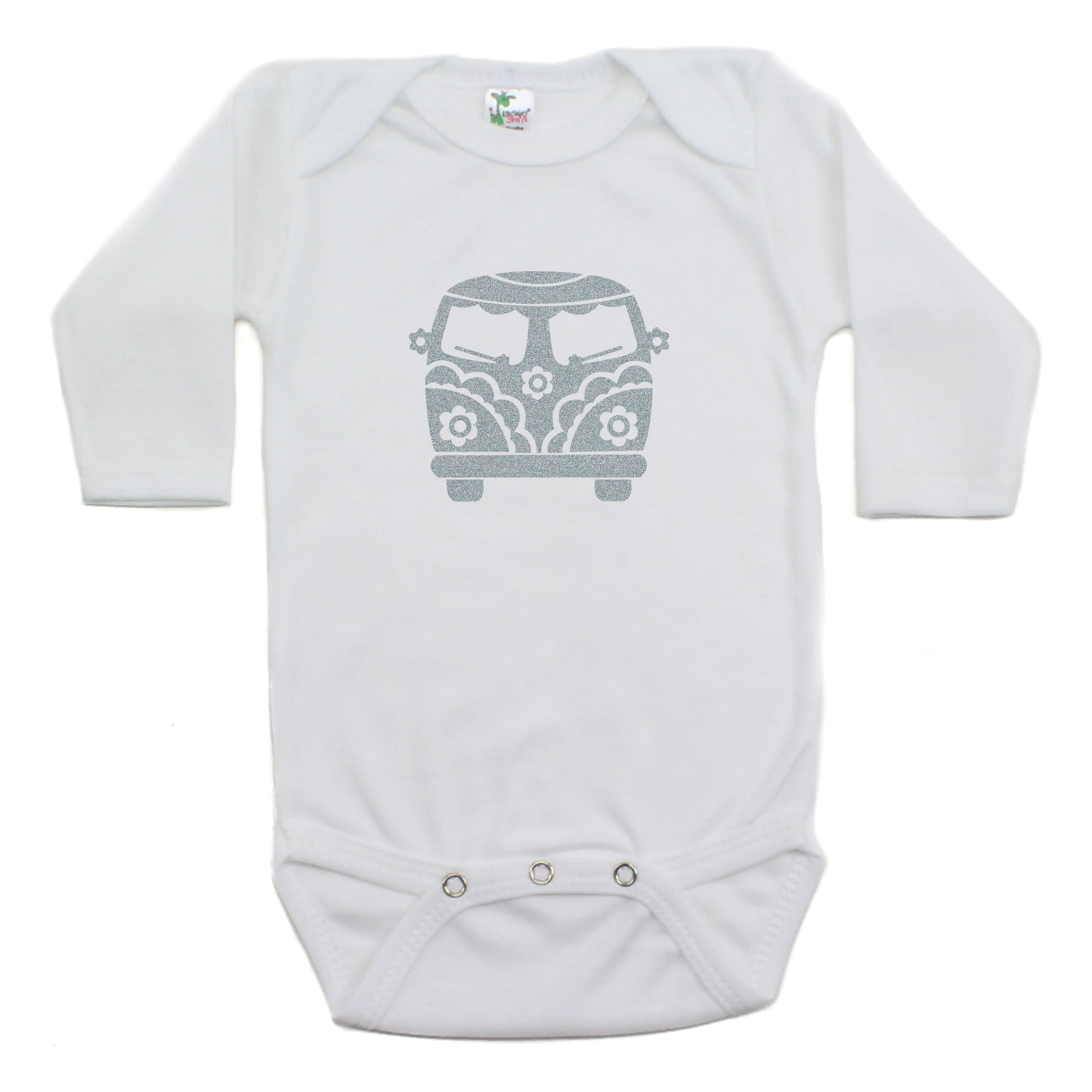Flower Power Hippie Mini Bus Long Sleeve Bodysuit One Piece