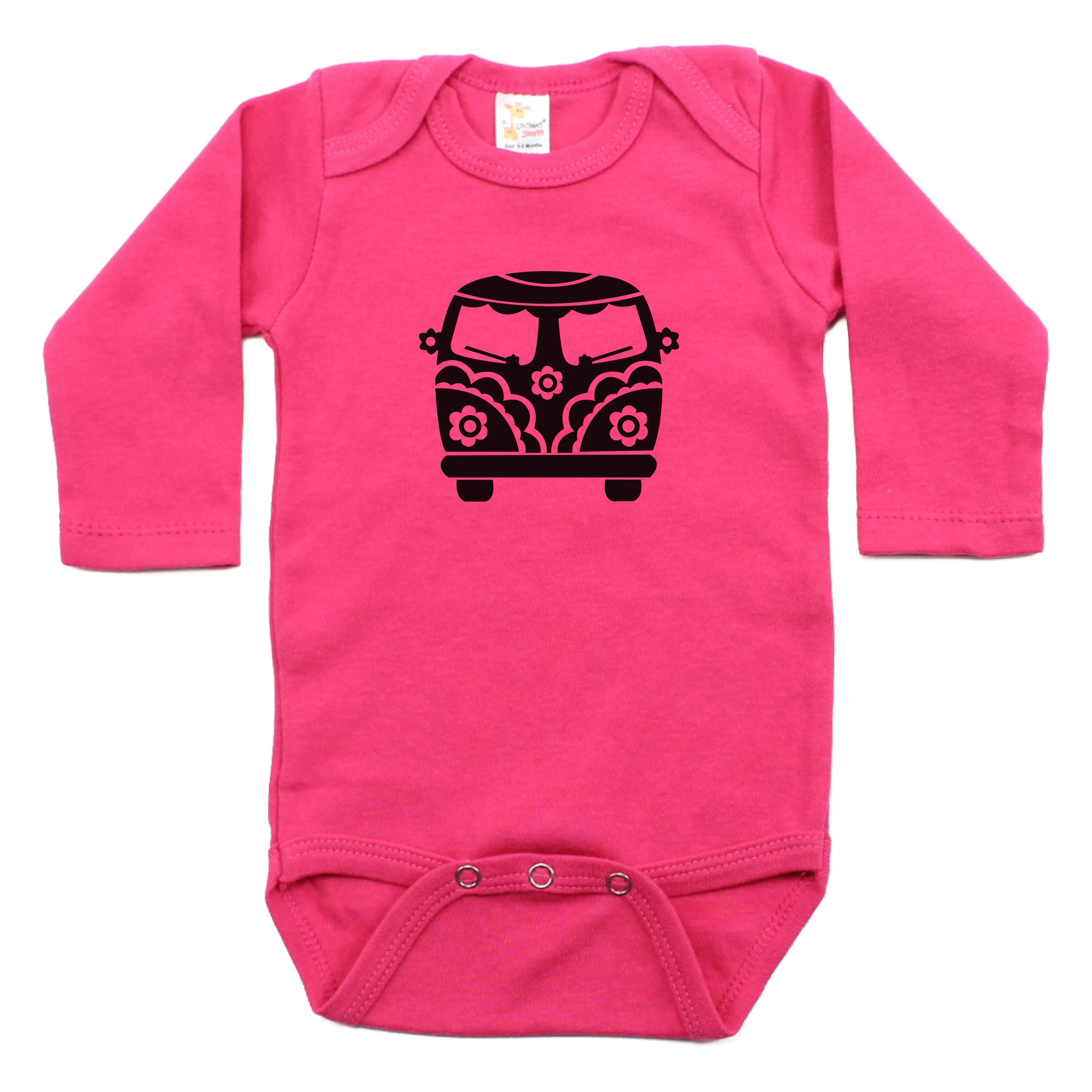 Flower Power Hippie Mini Bus Long Sleeve Bodysuit One Piece