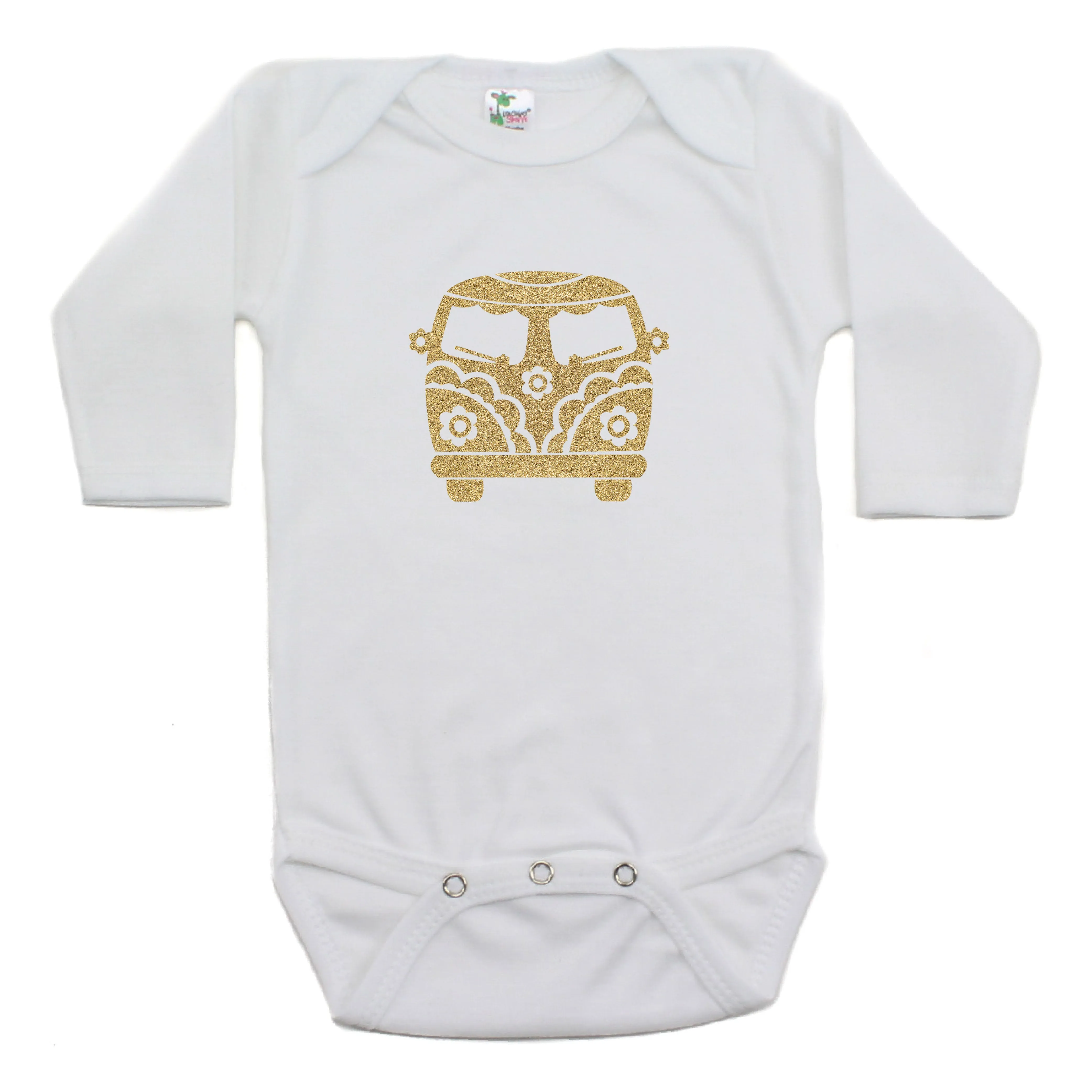 Flower Power Hippie Mini Bus Long Sleeve Bodysuit One Piece