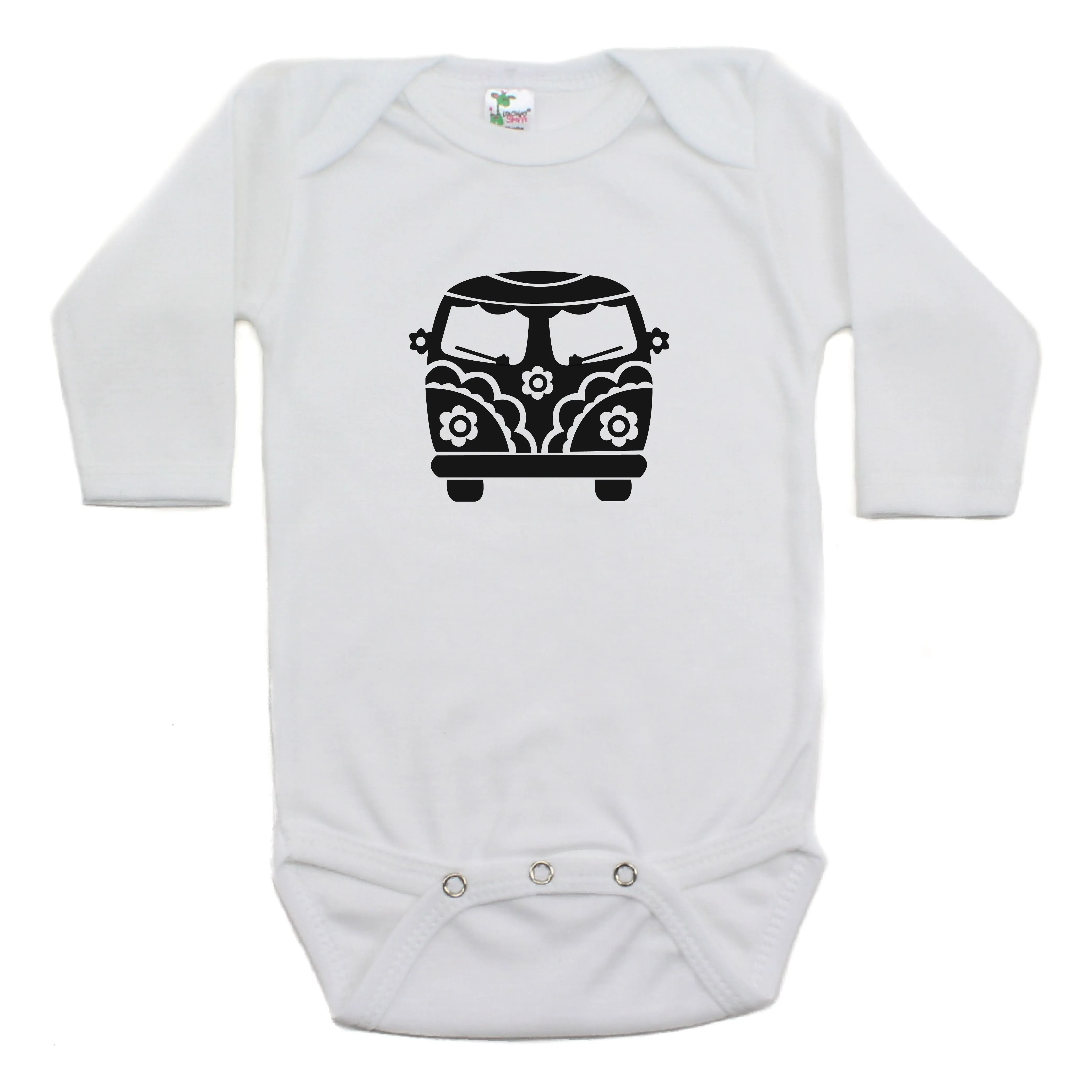 Flower Power Hippie Mini Bus Long Sleeve Bodysuit One Piece