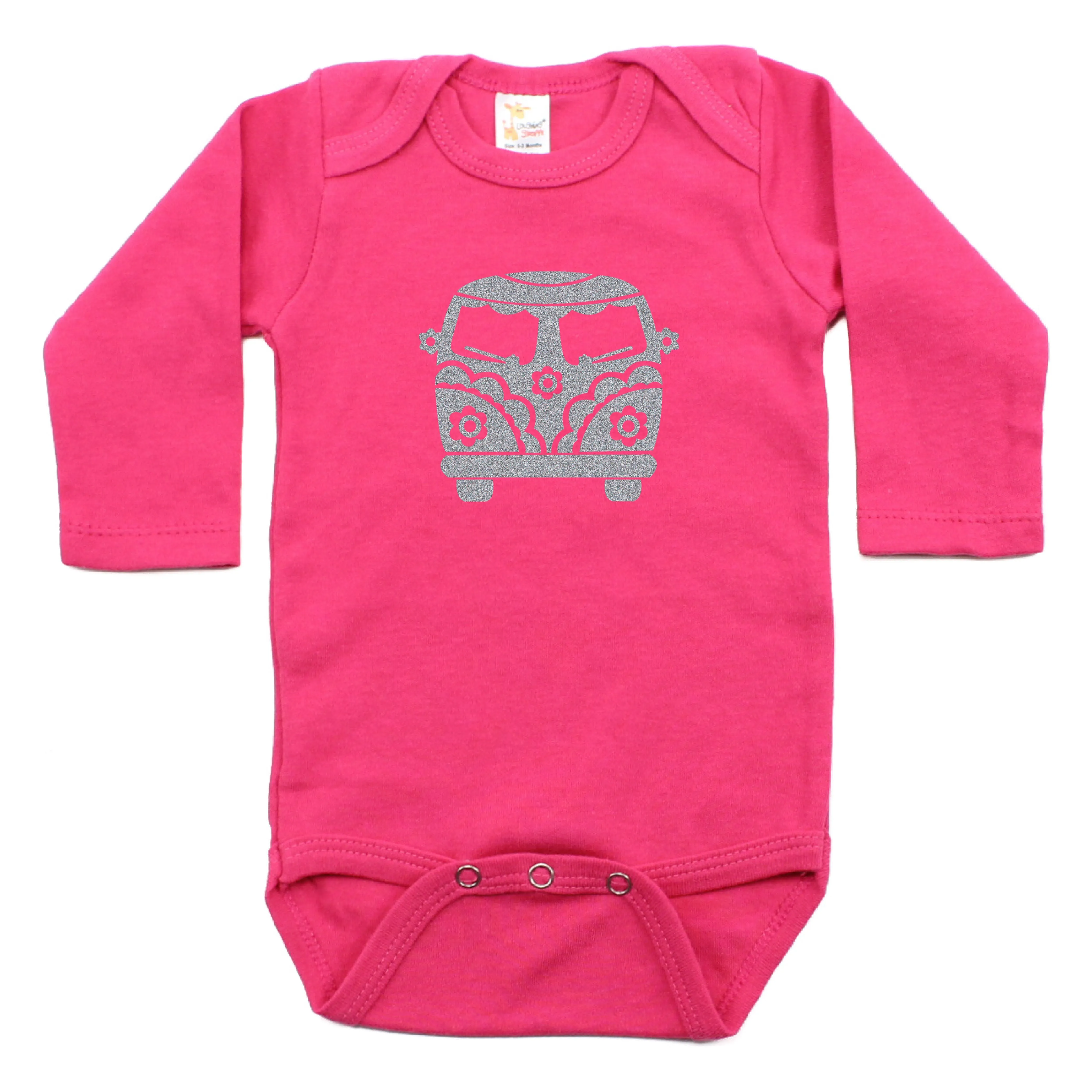 Flower Power Hippie Mini Bus Long Sleeve Bodysuit One Piece