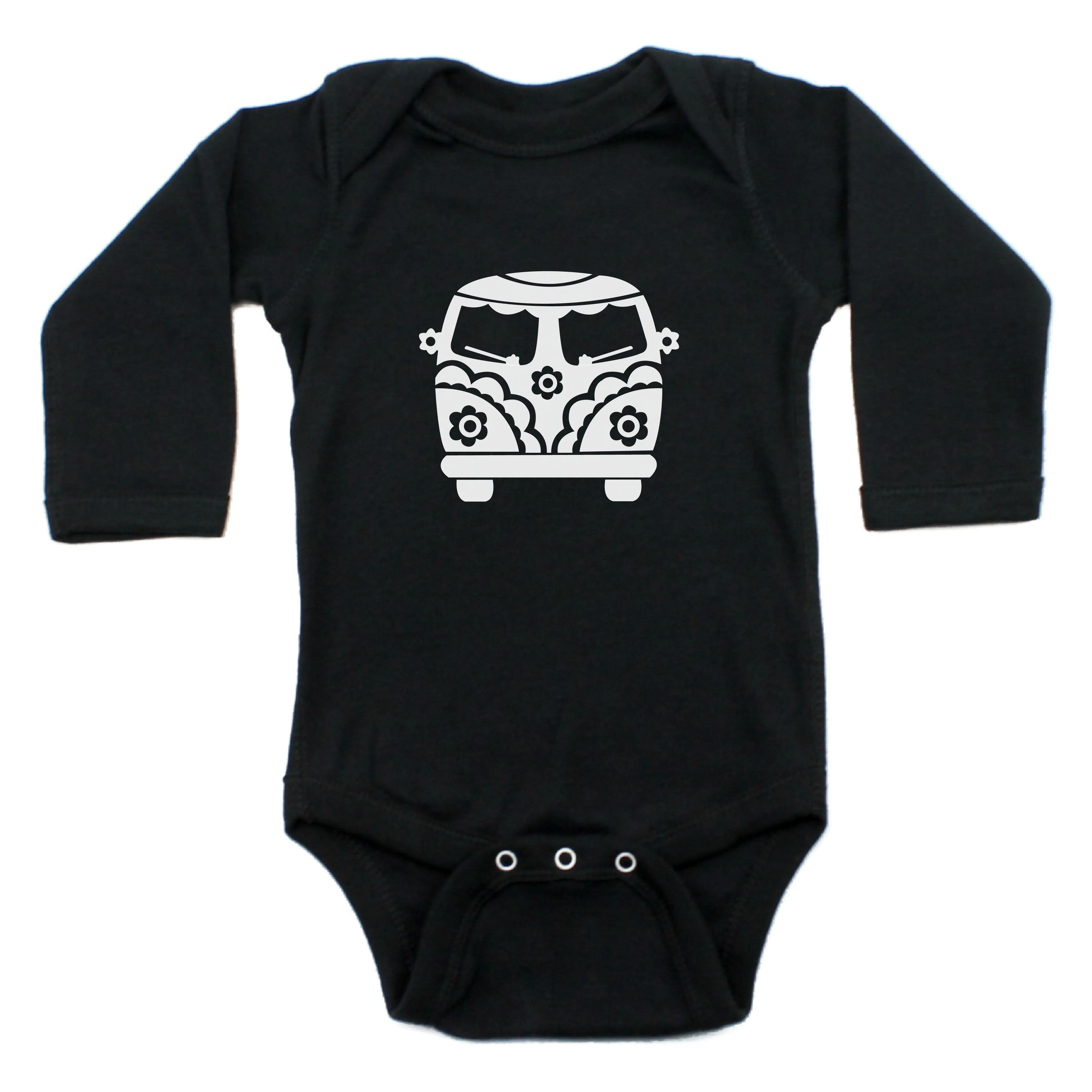 Flower Power Hippie Mini Bus Long Sleeve Bodysuit One Piece