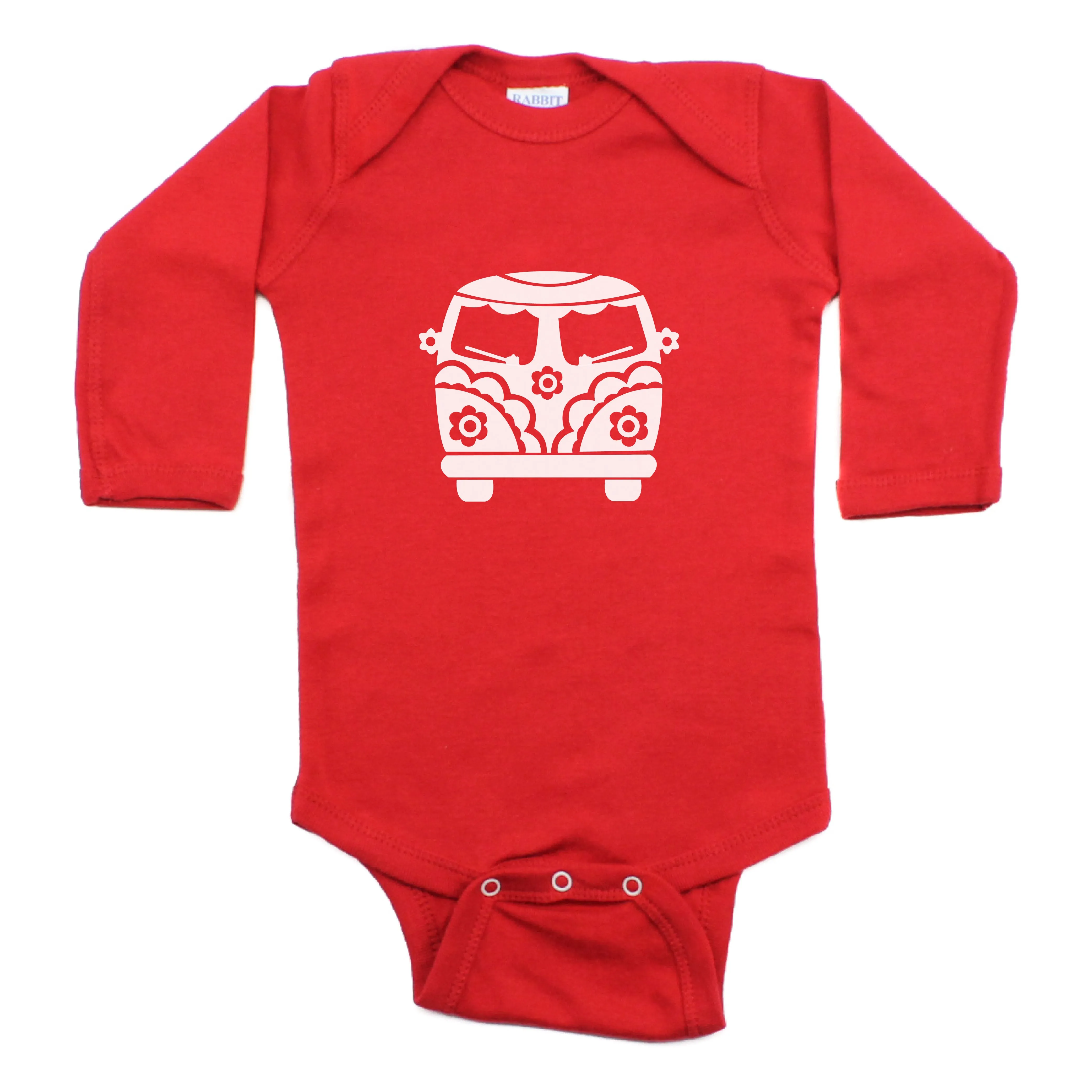 Flower Power Hippie Mini Bus Long Sleeve Bodysuit One Piece