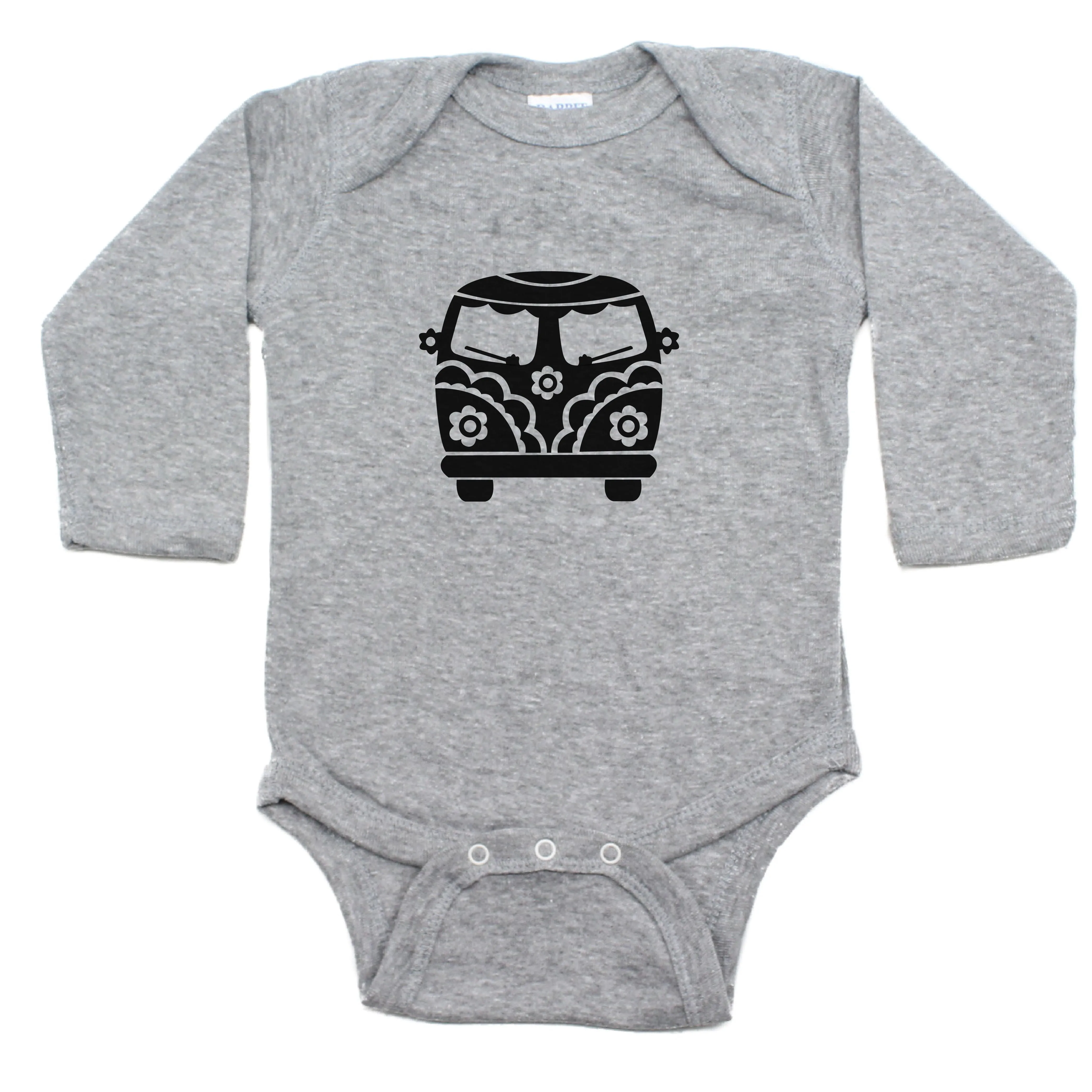 Flower Power Hippie Mini Bus Long Sleeve Bodysuit One Piece