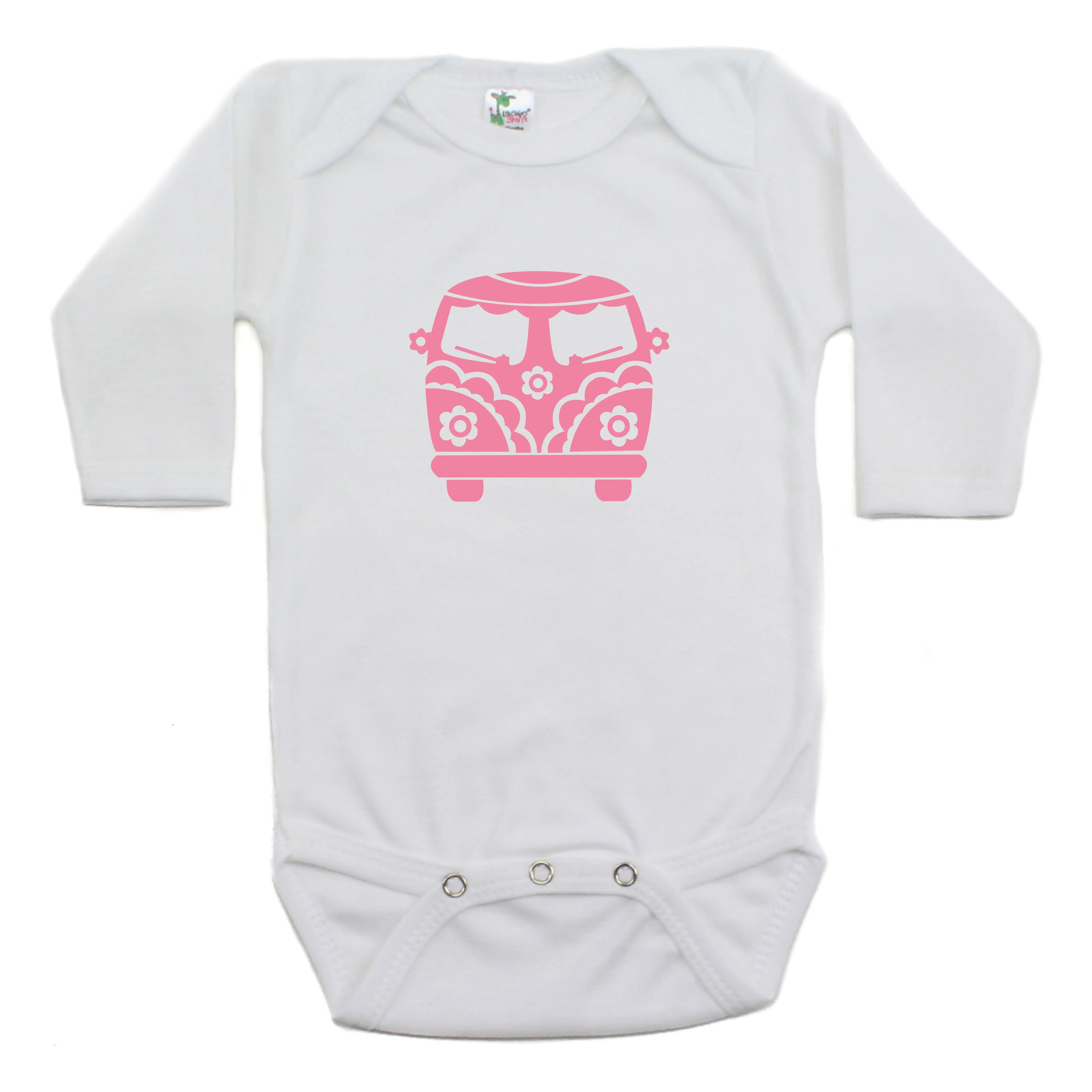 Flower Power Hippie Mini Bus Long Sleeve Bodysuit One Piece