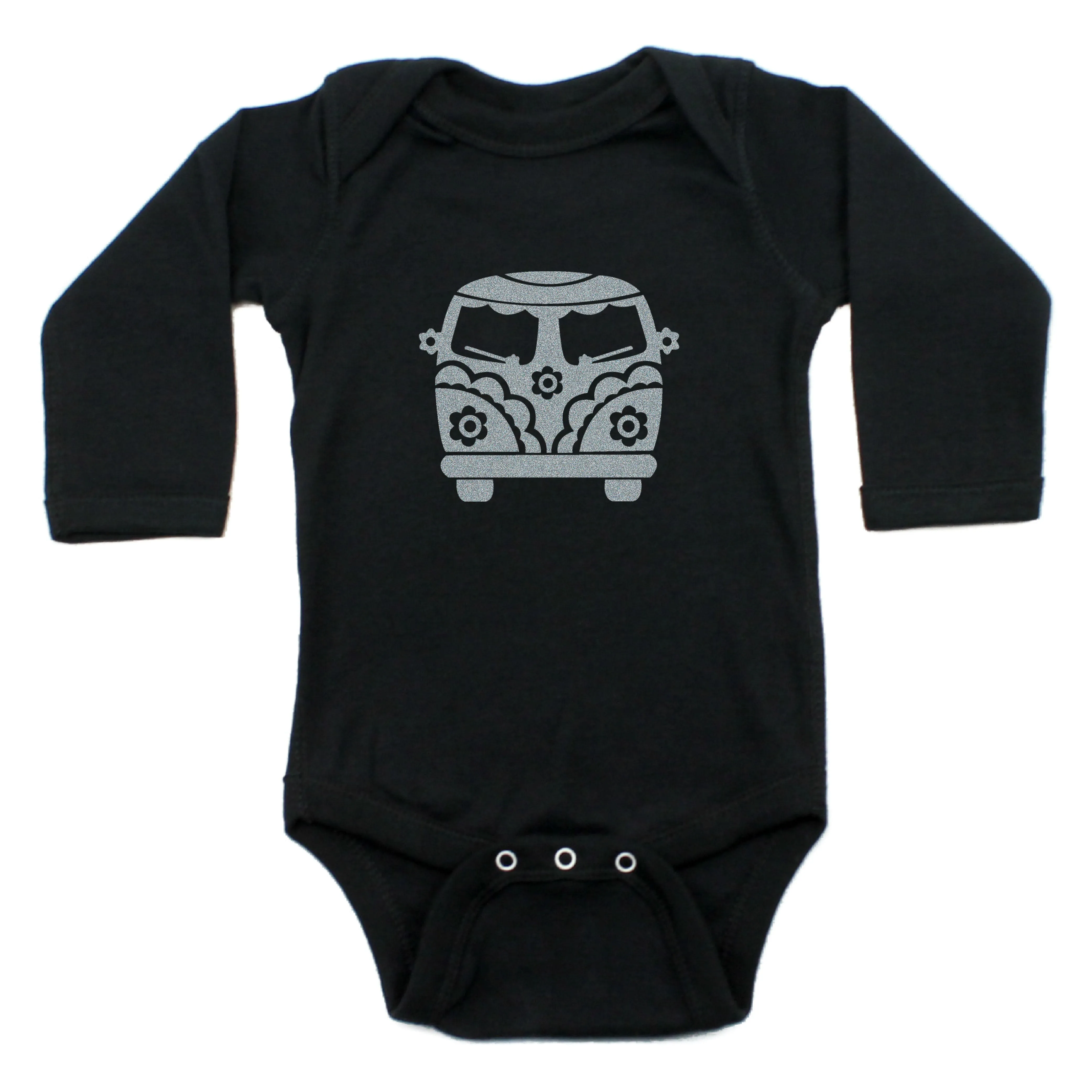 Flower Power Hippie Mini Bus Long Sleeve Bodysuit One Piece