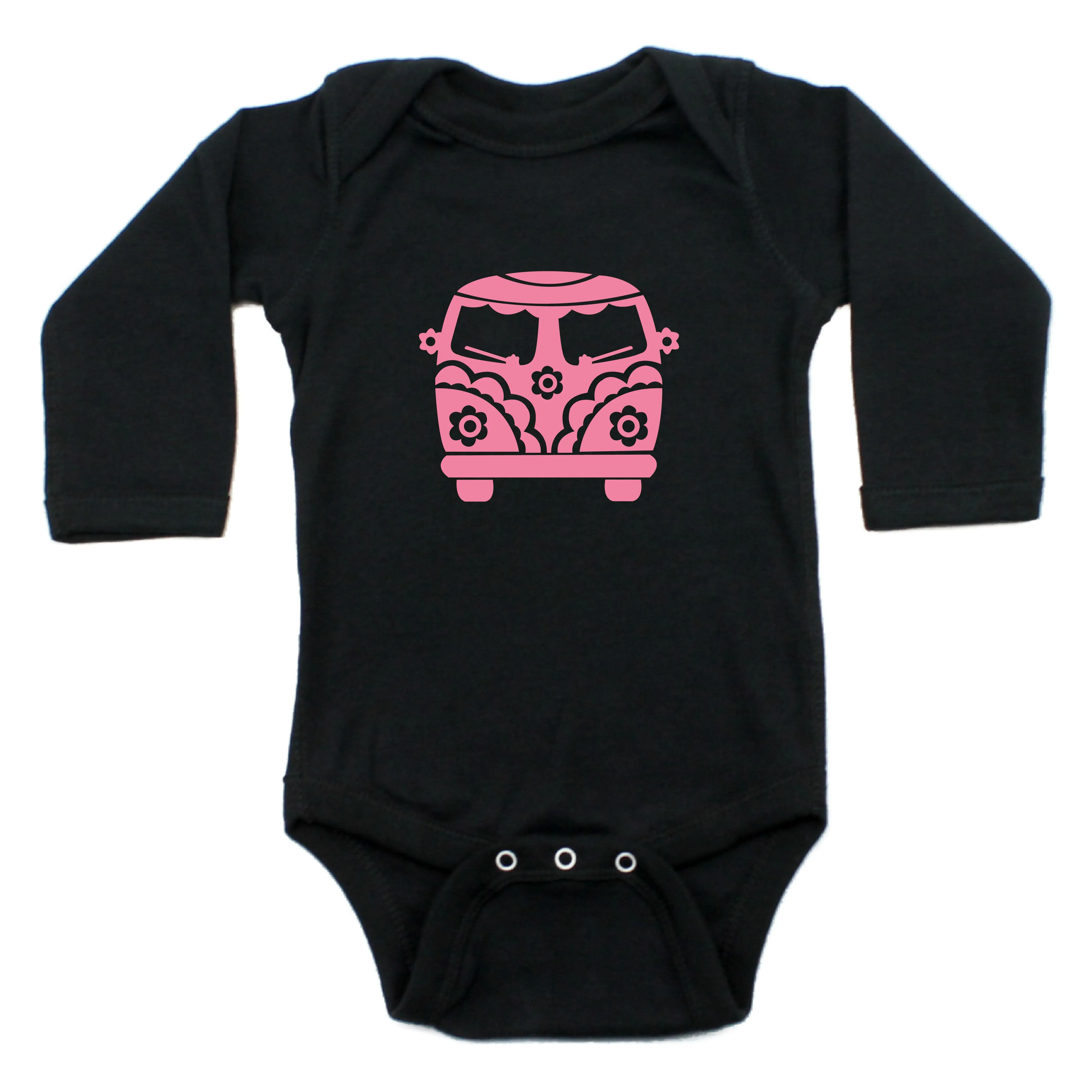Flower Power Hippie Mini Bus Long Sleeve Bodysuit One Piece