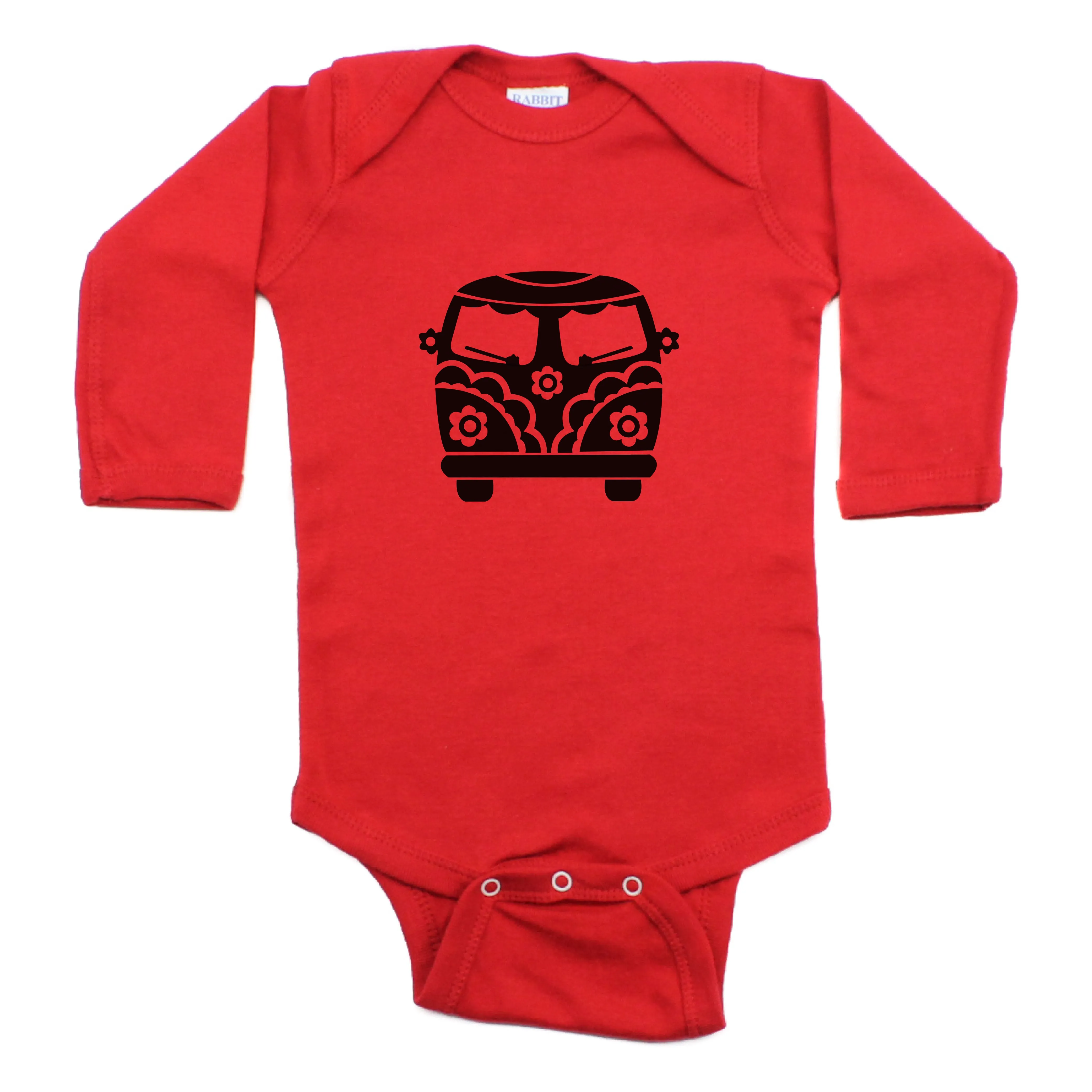 Flower Power Hippie Mini Bus Long Sleeve Bodysuit One Piece
