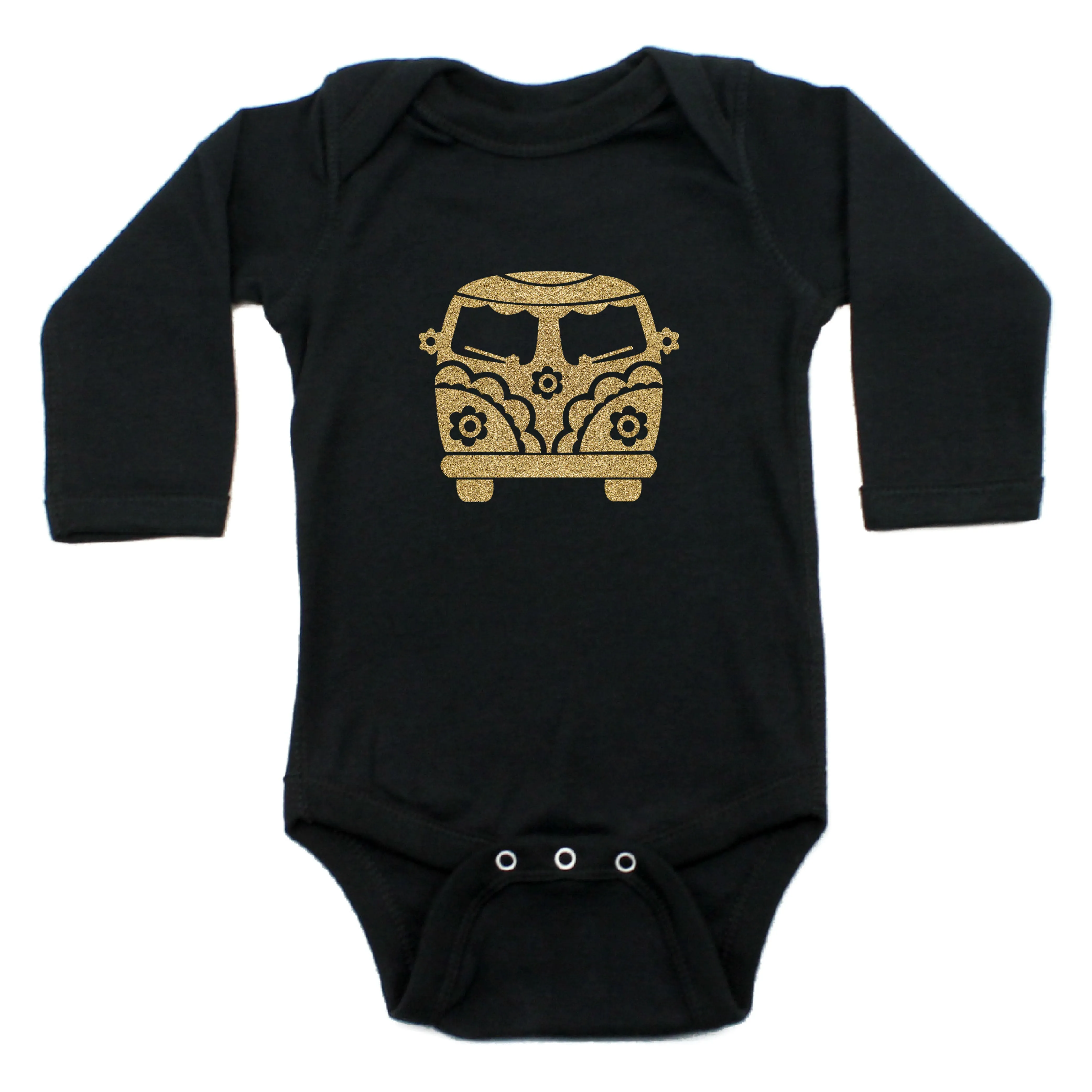 Flower Power Hippie Mini Bus Long Sleeve Bodysuit One Piece