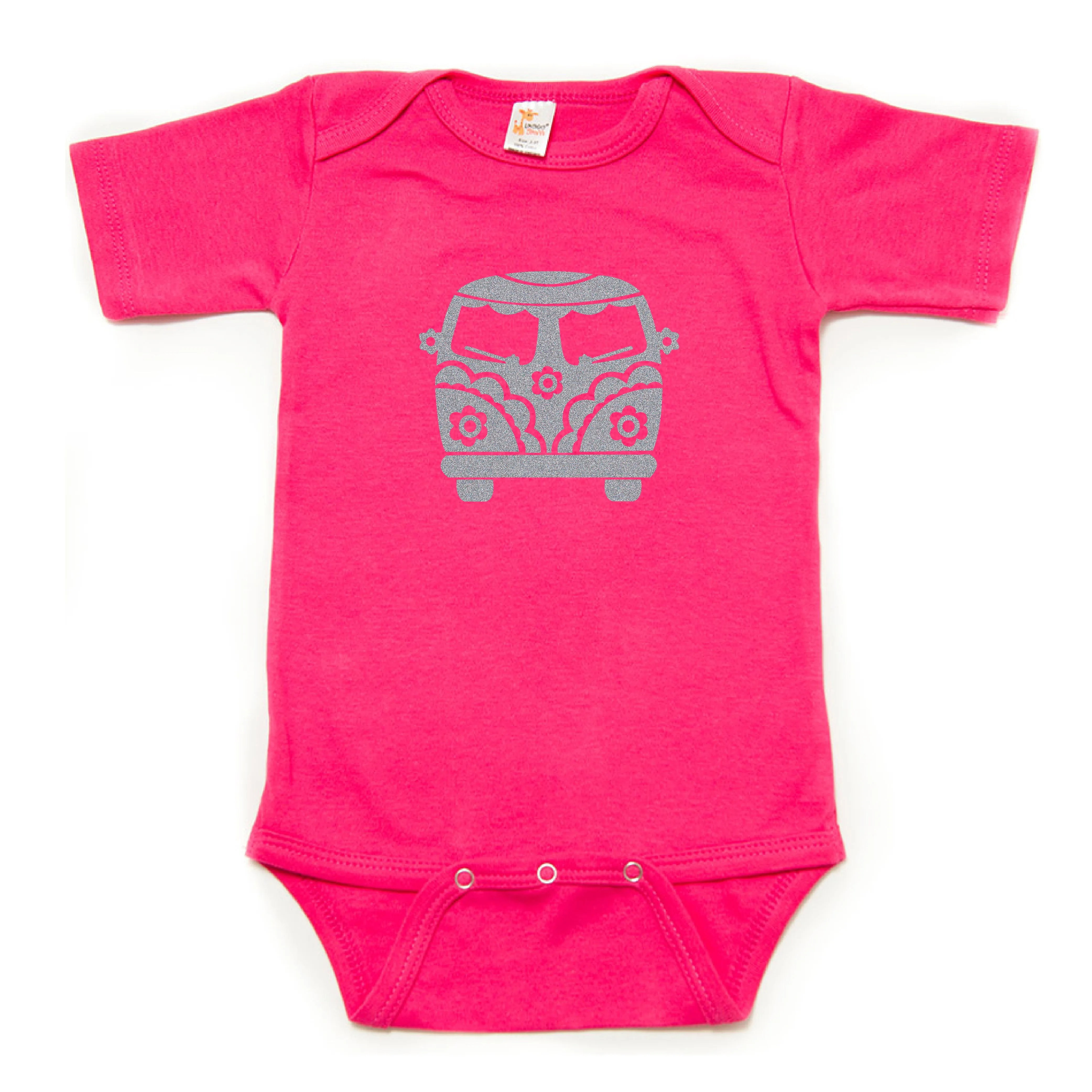 Flower Power Hippie Mini Bus Short Sleeve Bodysuit One Piece