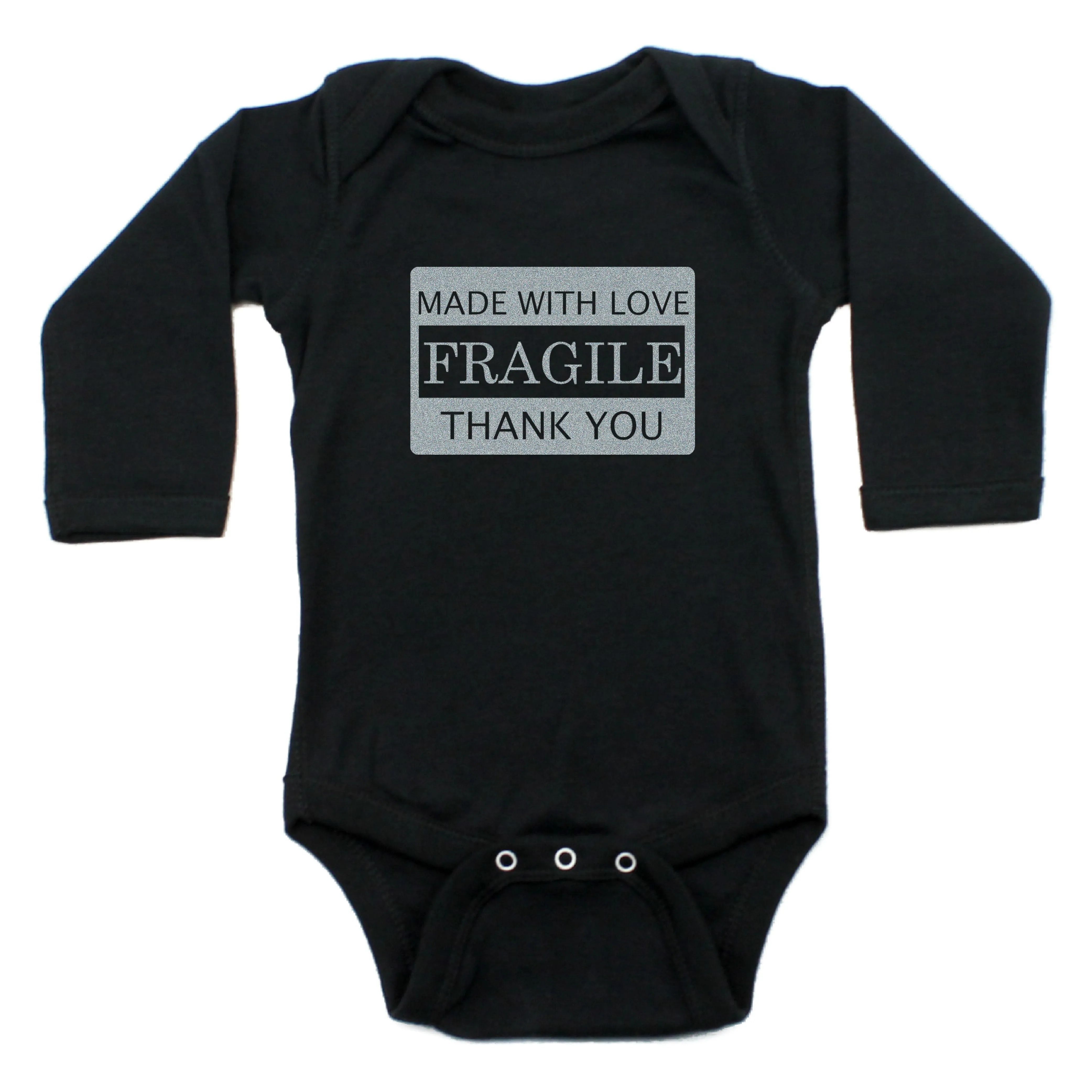 Fragile Made With Love Long Sleeve Cotton Bodysuit