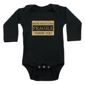 Fragile Made With Love Long Sleeve Cotton Bodysuit