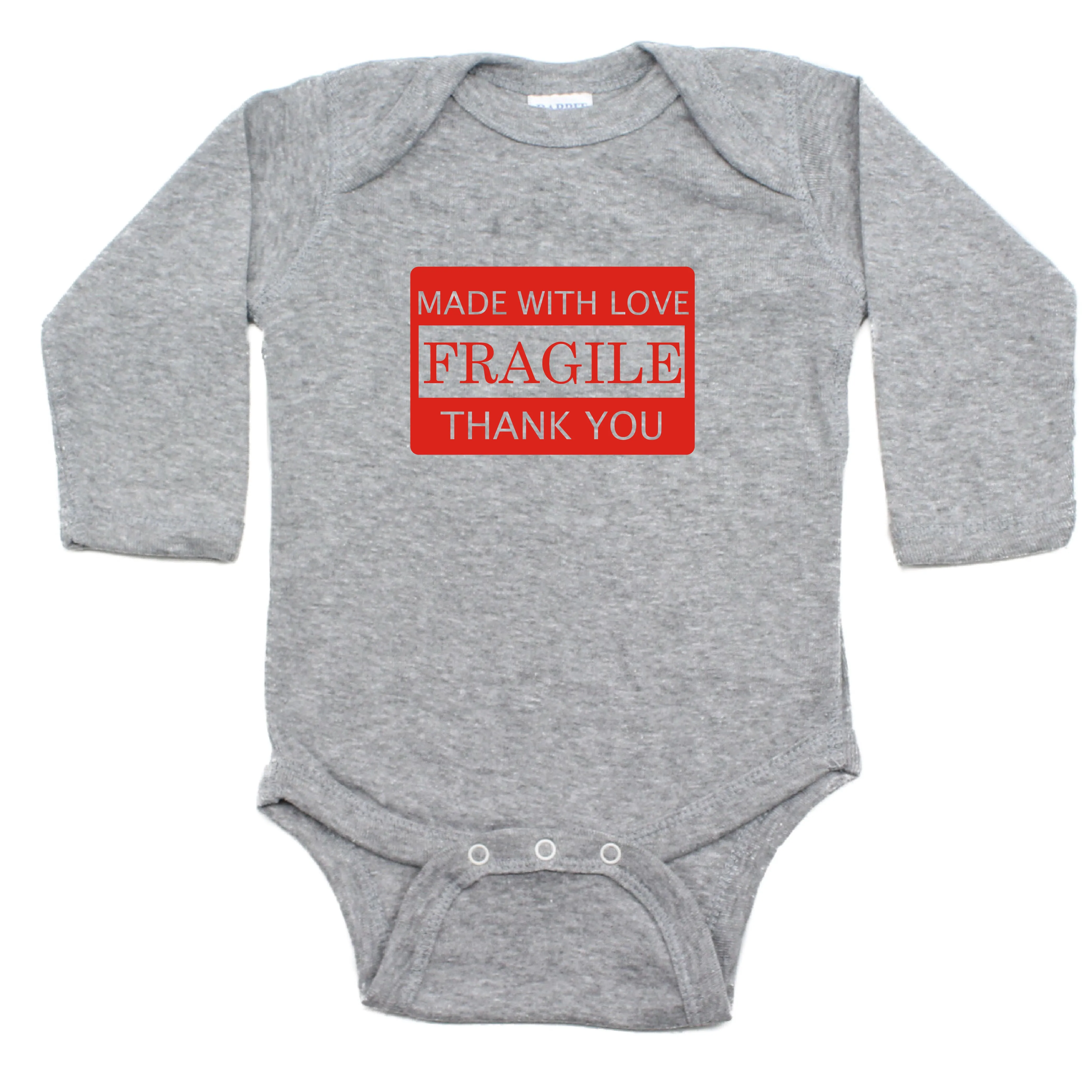 Fragile Made With Love Long Sleeve Cotton Bodysuit