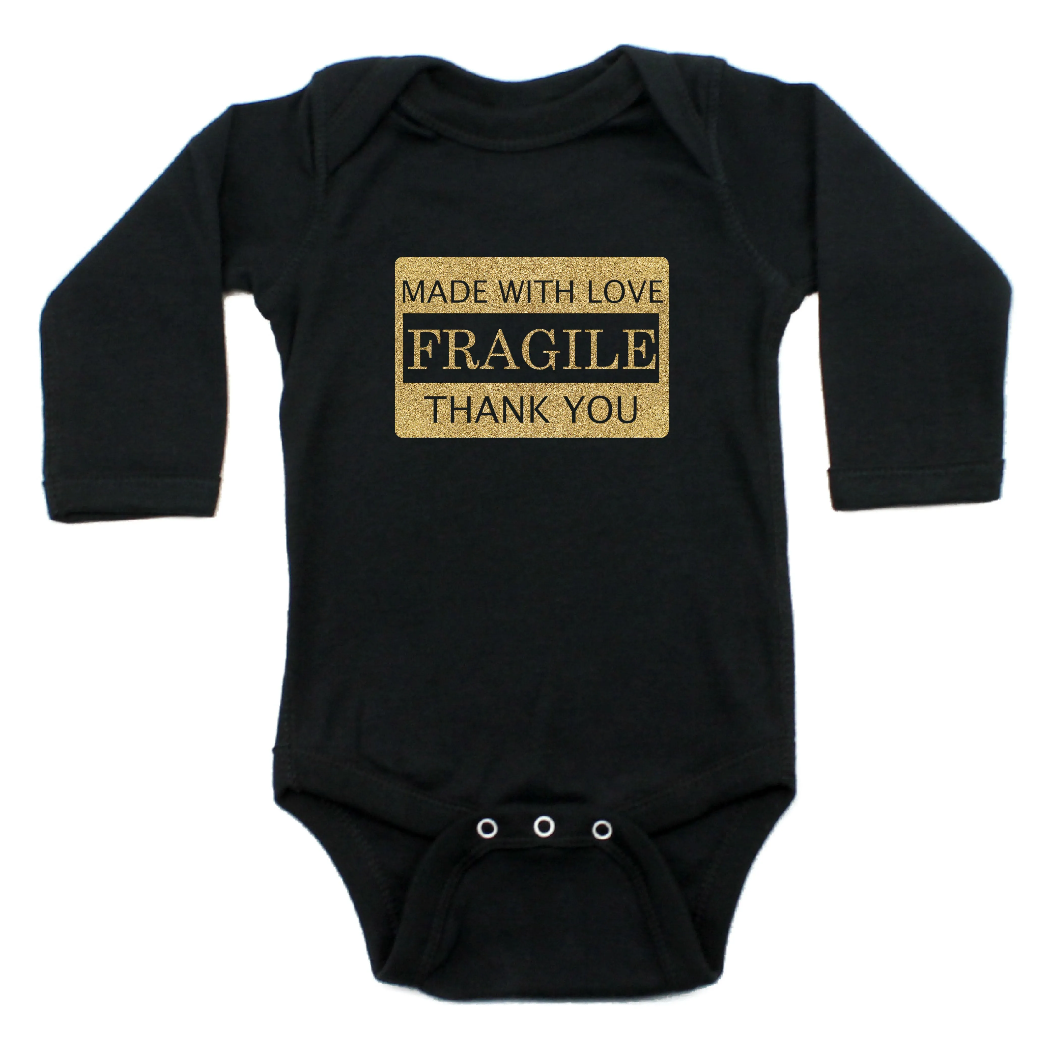Fragile Made With Love Long Sleeve Cotton Bodysuit