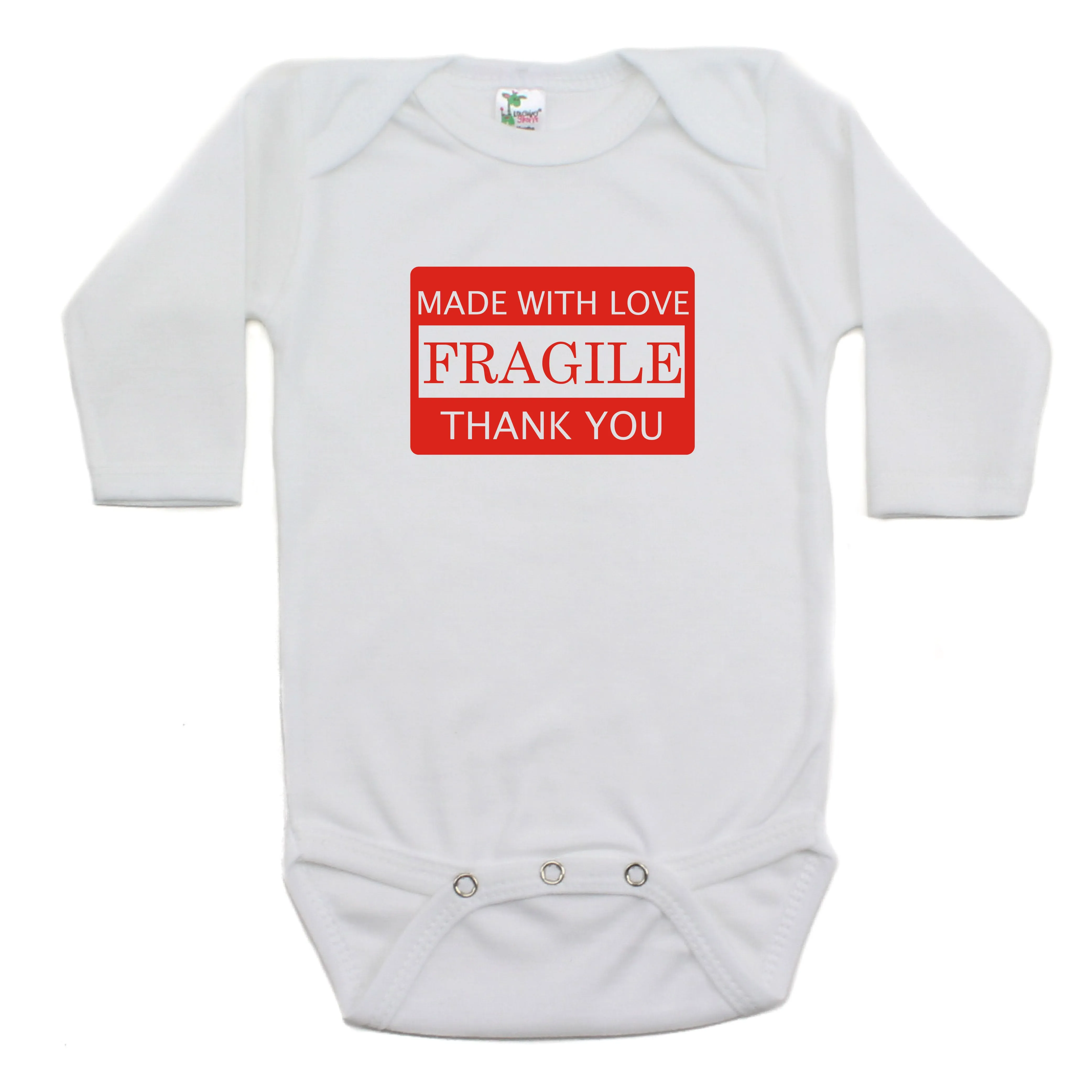 Fragile Made With Love Long Sleeve Cotton Bodysuit