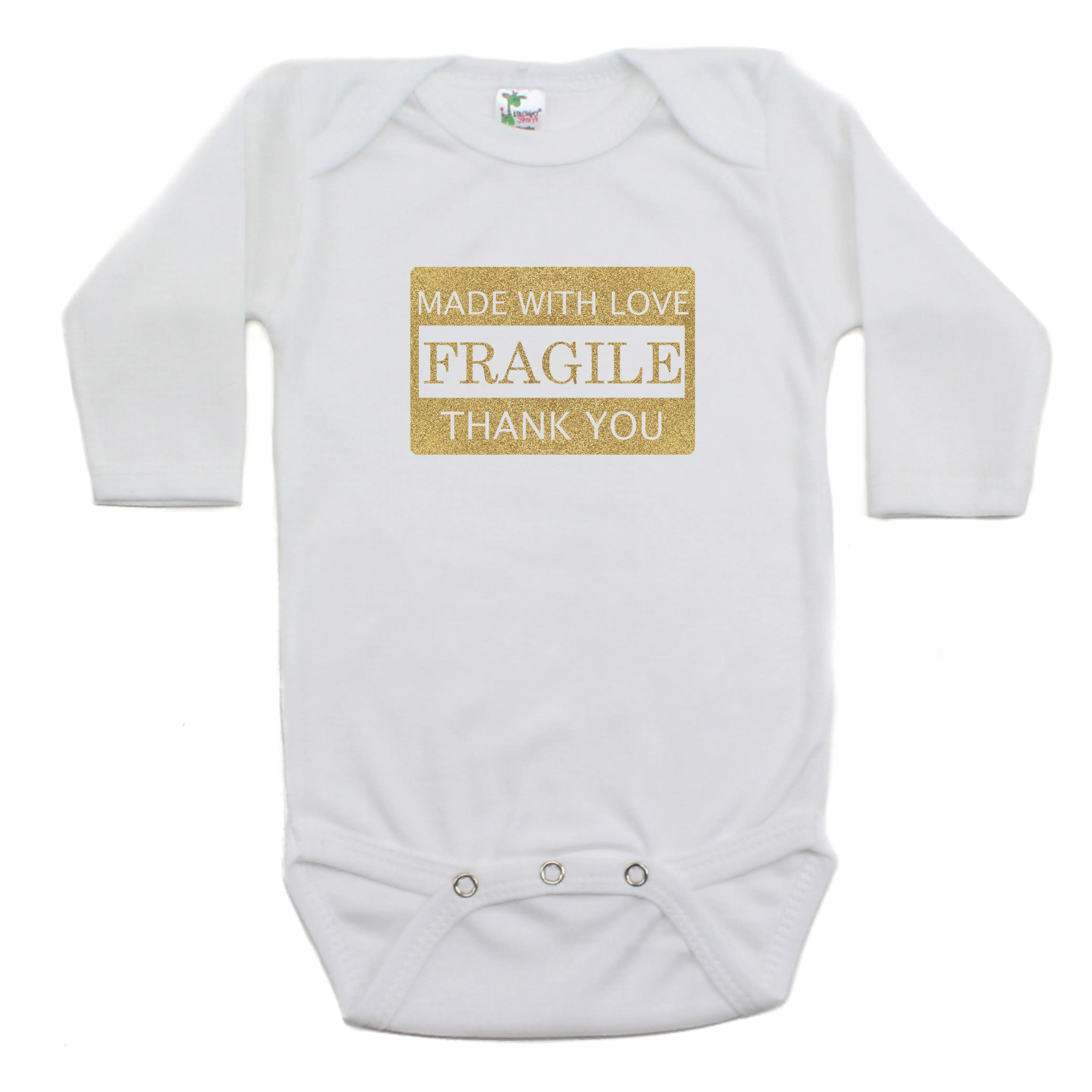 Fragile Made With Love Long Sleeve Cotton Bodysuit